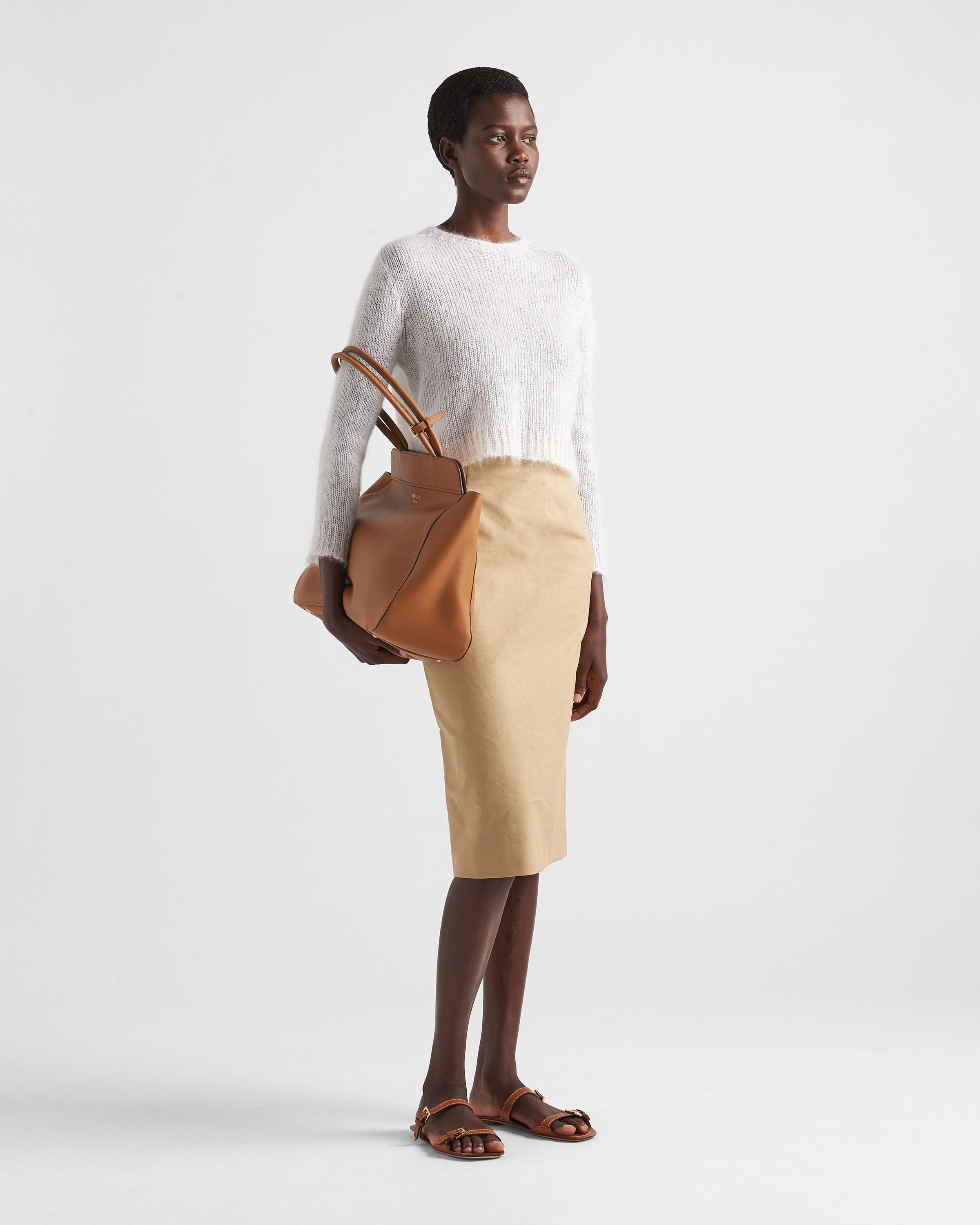Mohair crew-neck sweater Natural