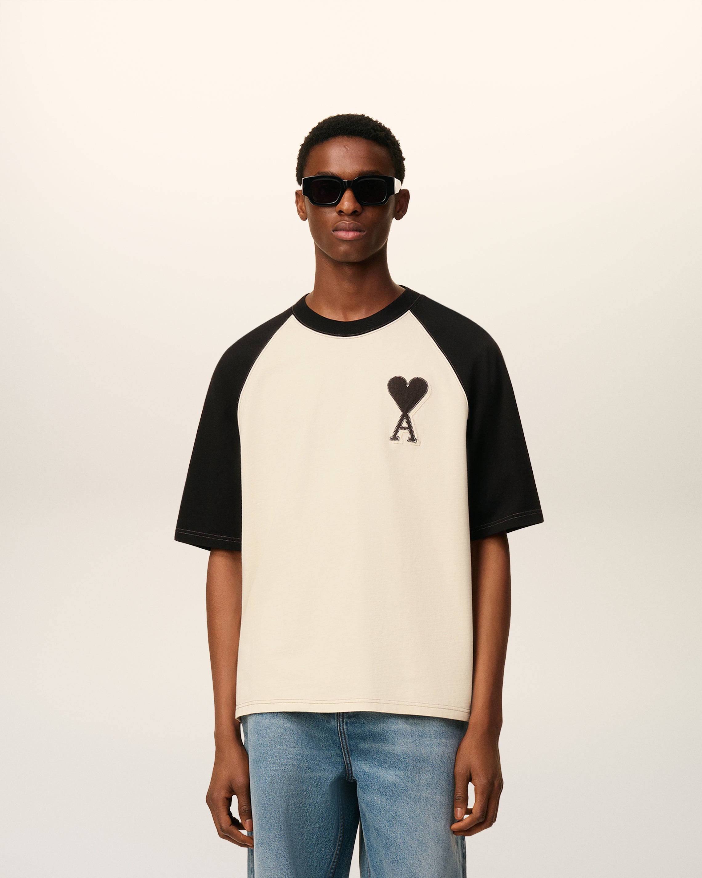 White Cotton Short Sleeves Ami De Coeur T-shirt IVORY/BLACK