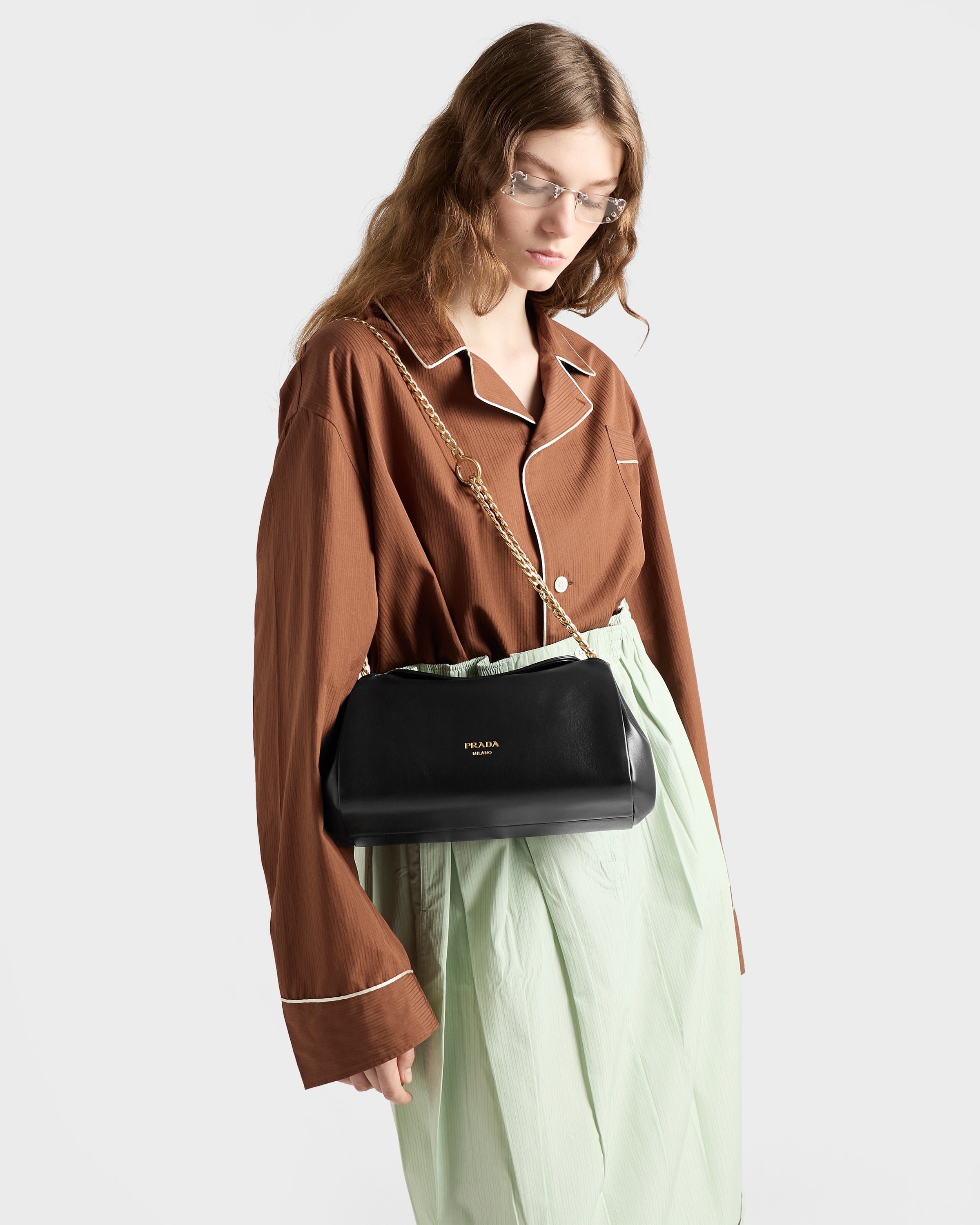 Small Prada Tumulte nappa leather bag Black