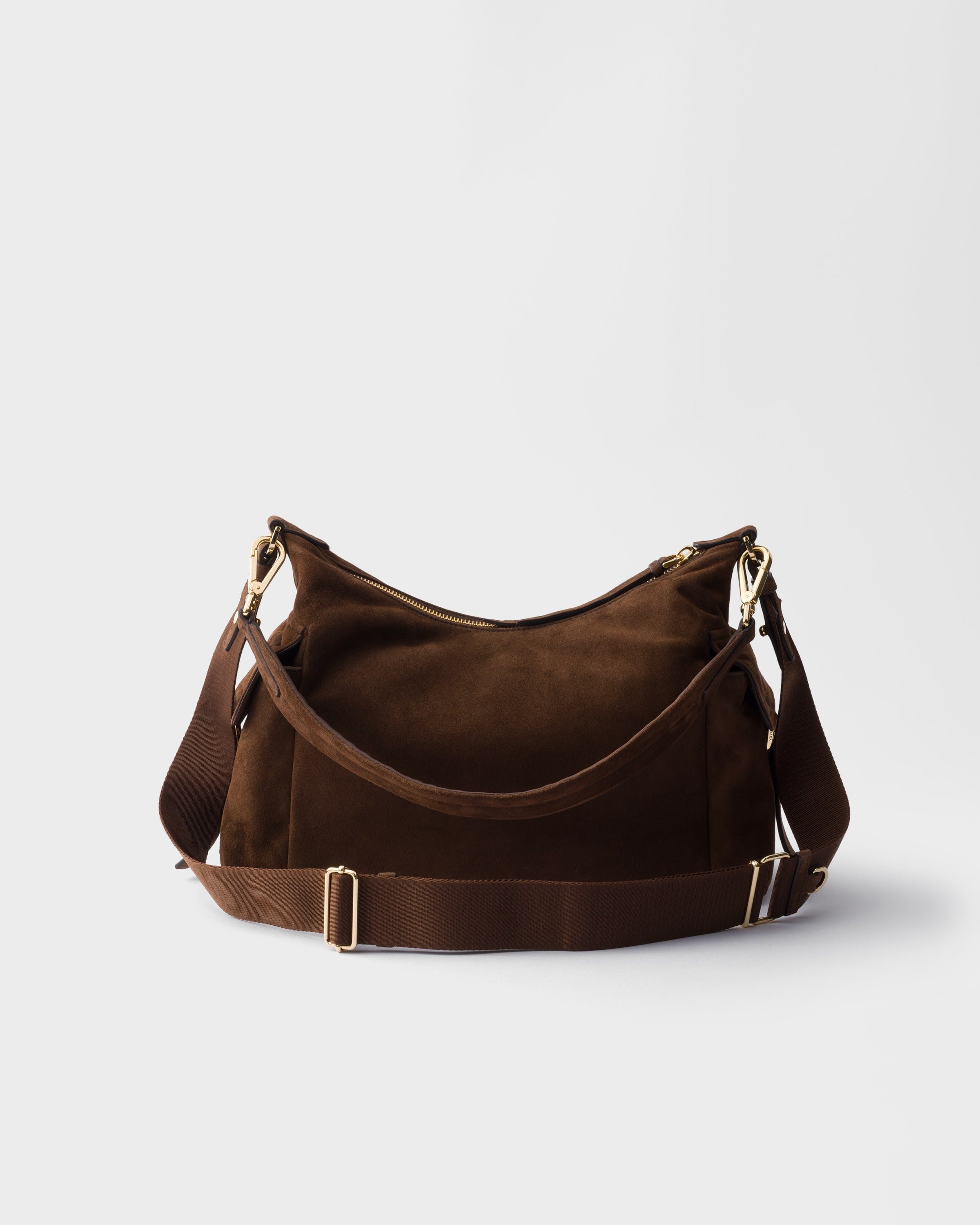 Large Prada Explore suede bag Cocoa Brown