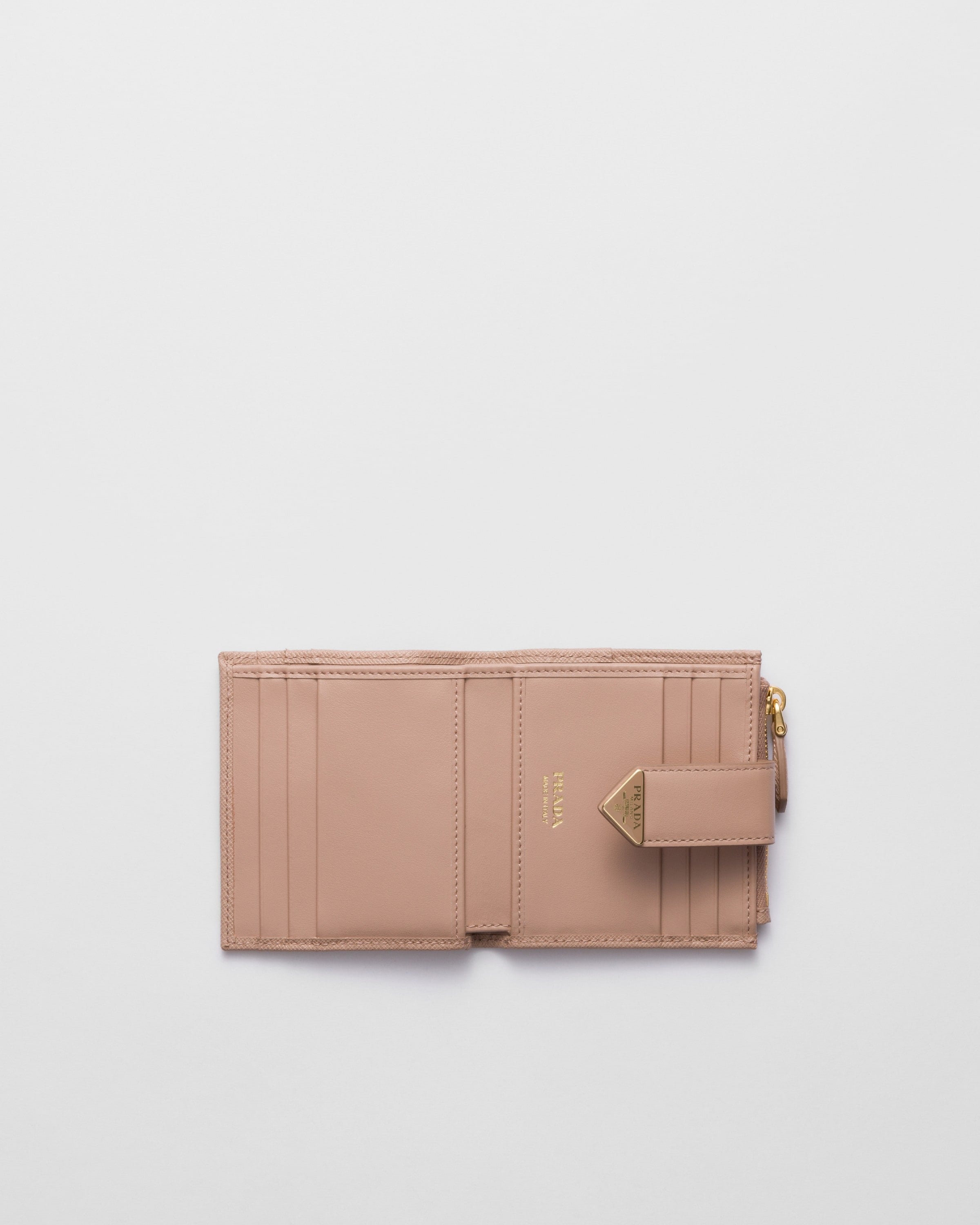 Small Saffiano and smooth leather wallet Powder Pink