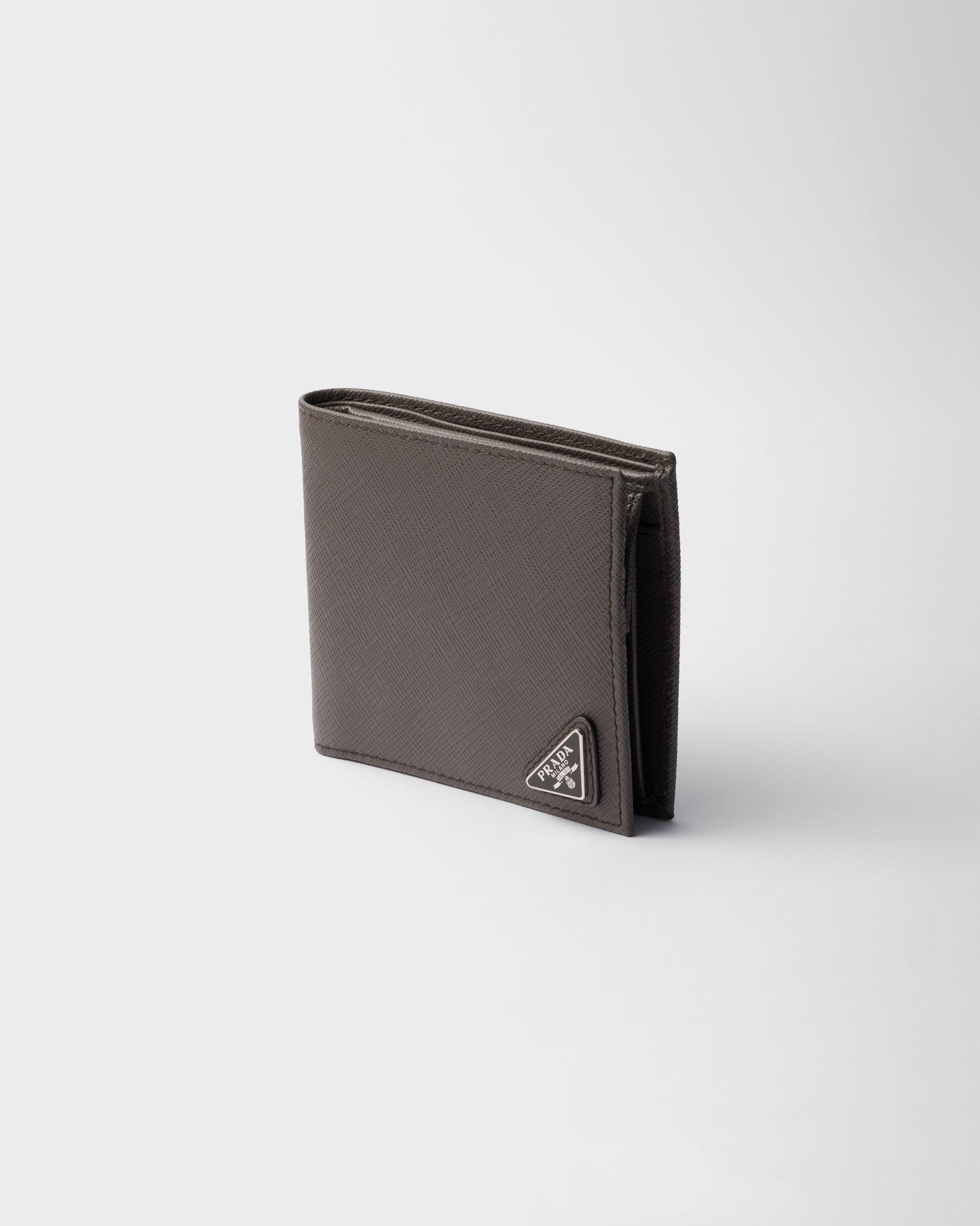 Saffiano Leather Wallet with coin purse Smoky Gray