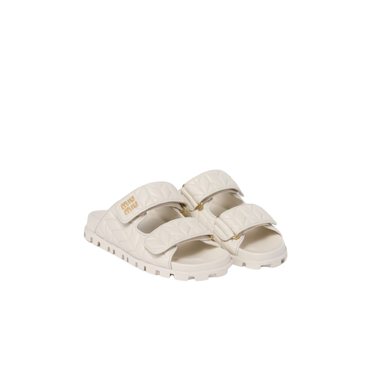 Miu Miu Sporty Matelassé Nappa Leather Slides