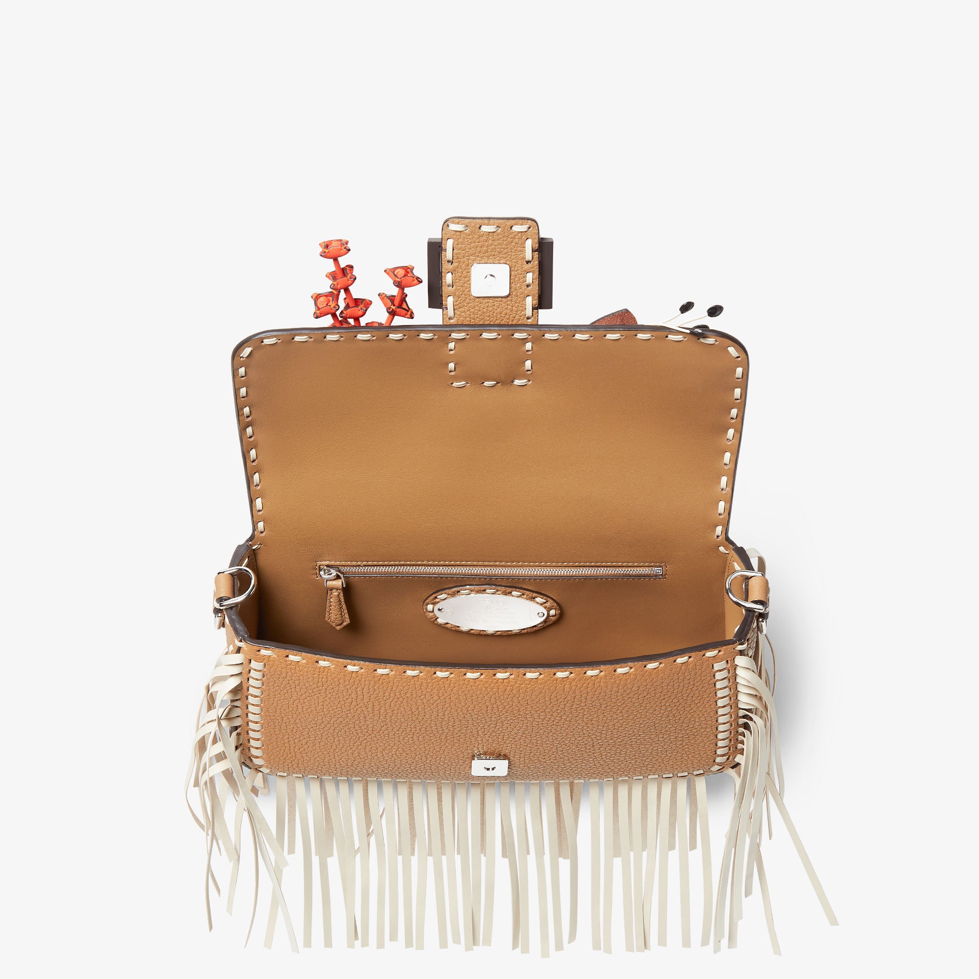 Baguette Cappuccino-colored Selleria bag with floral motifs and 612 hand-sewn stitches