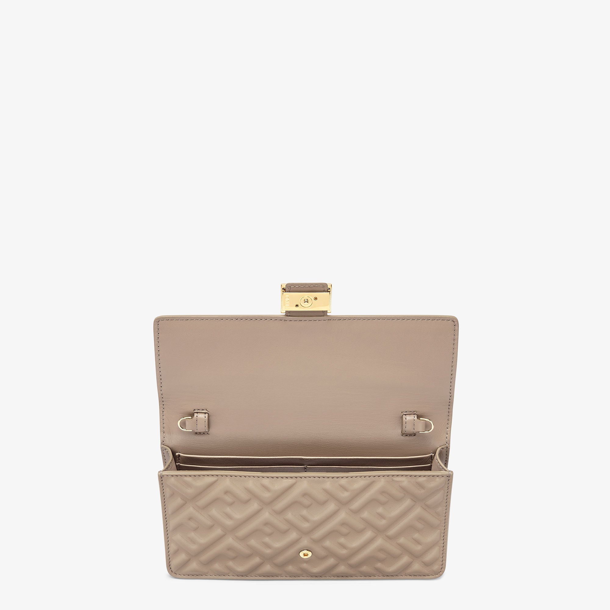 Wallet On Chain Baguette Dove gray nappa leather wallet with FF motif