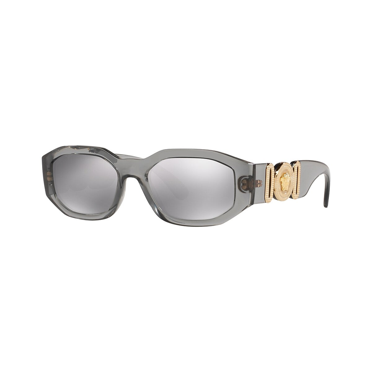 VERSACE VE4361 Biggie Transparent Grey - Men Luxury Sunglasses, Light Grey Mirror Silver Lens