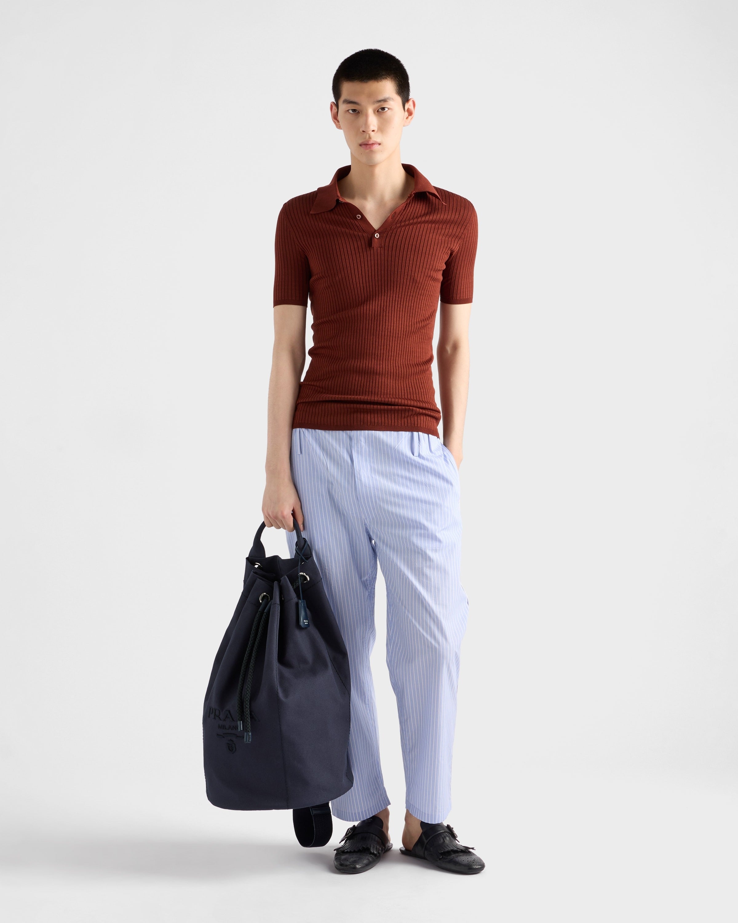 Canvas drawstring duffle bag Baltic Blue