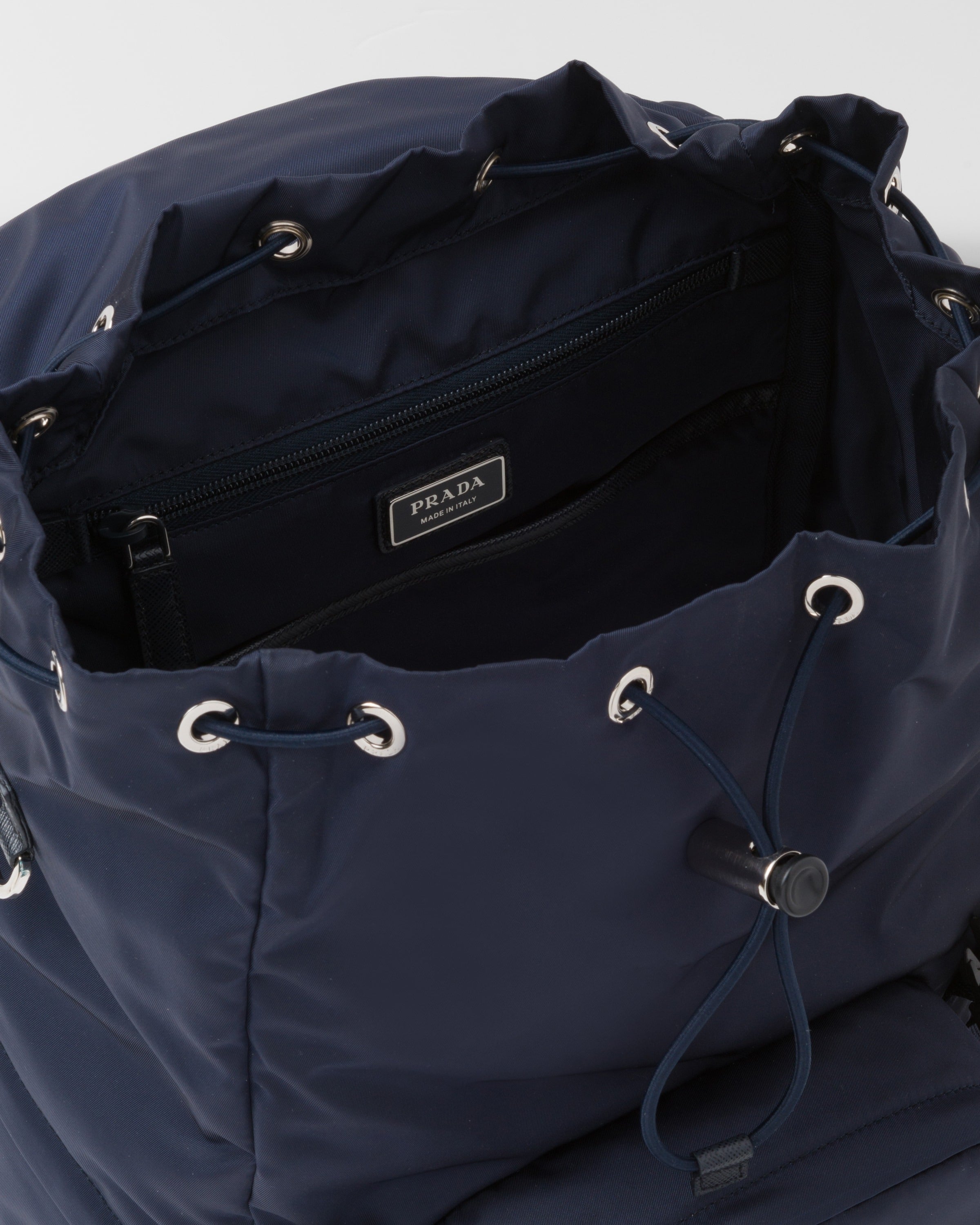 Re-Nylon and Saffiano leather backpack Navy