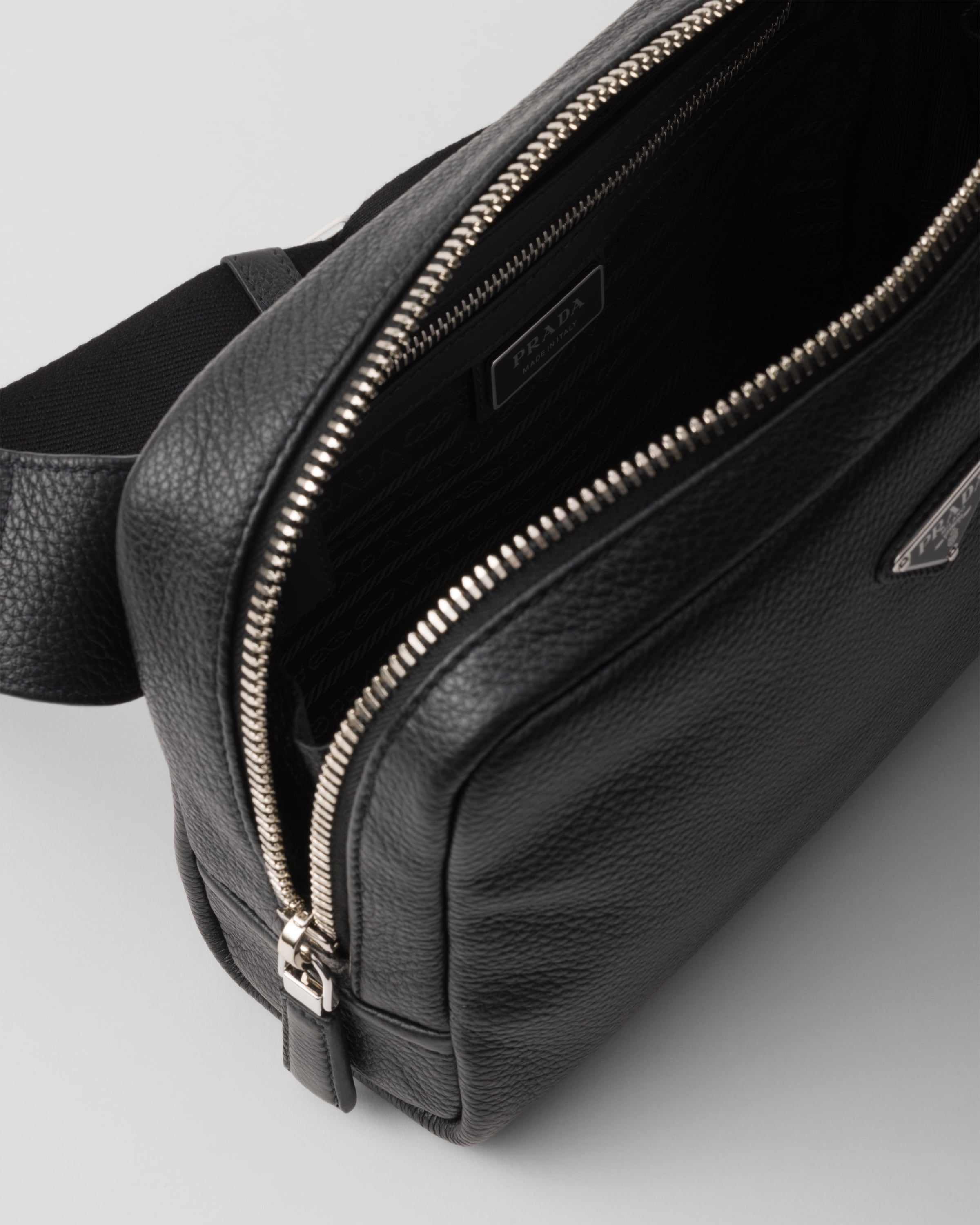 Leather shoulder bag with charm Black
