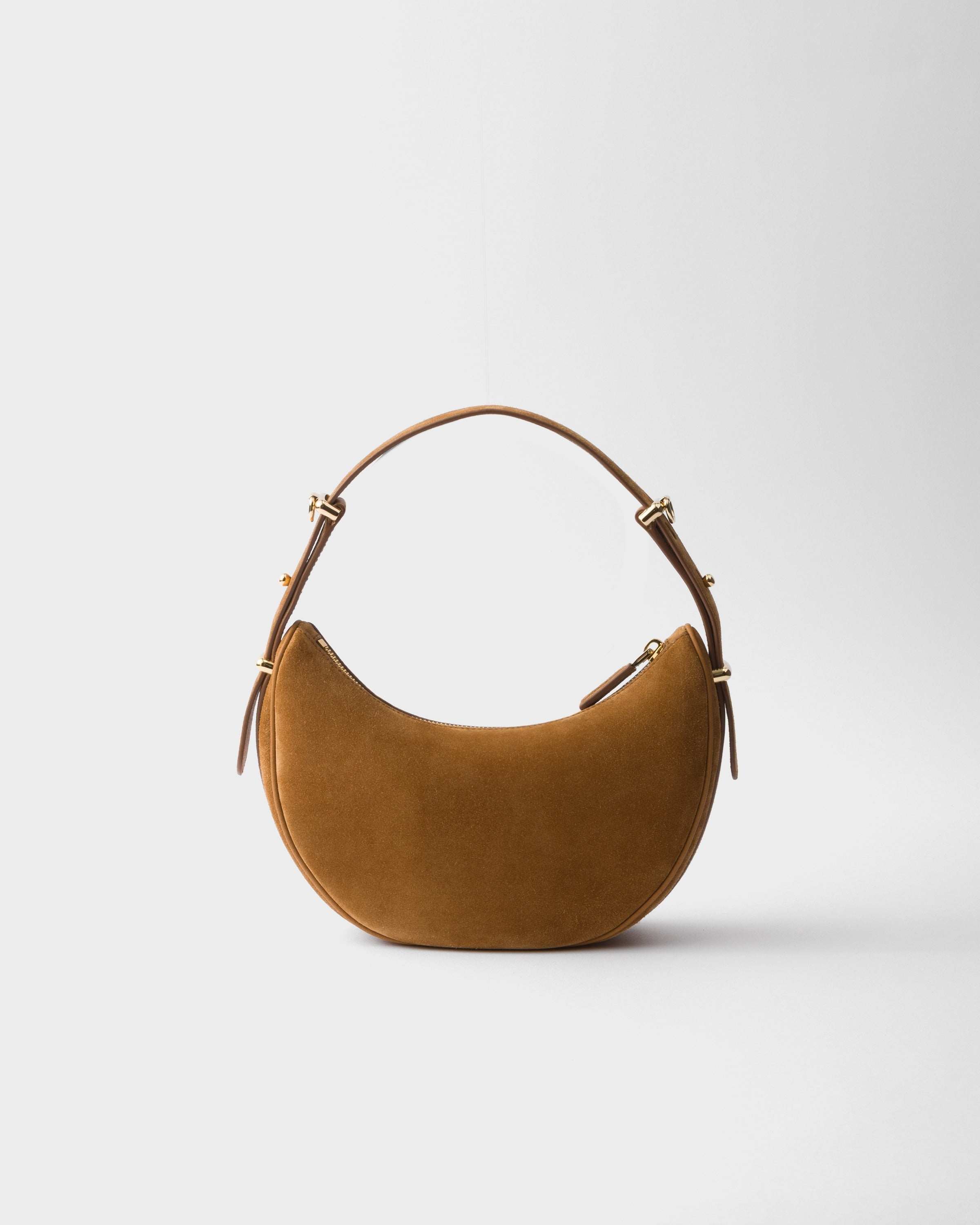 Prada Arqué suede shoulder bag Cinnamon