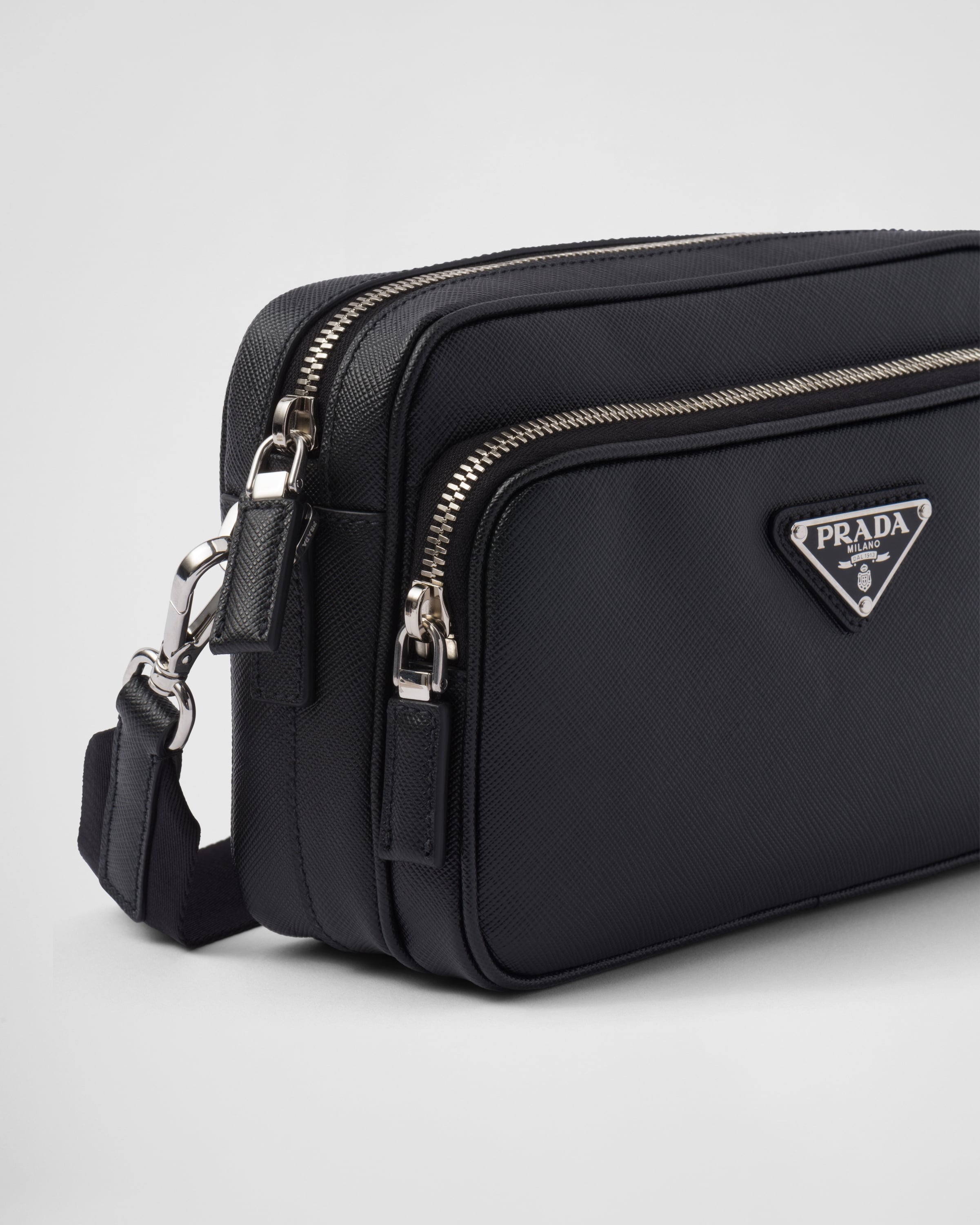 Saffiano leather shoulder bag Black