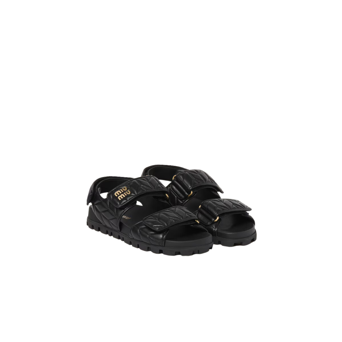 Miu Miu Sporty Matelassé Nappa Leather Sandals Black