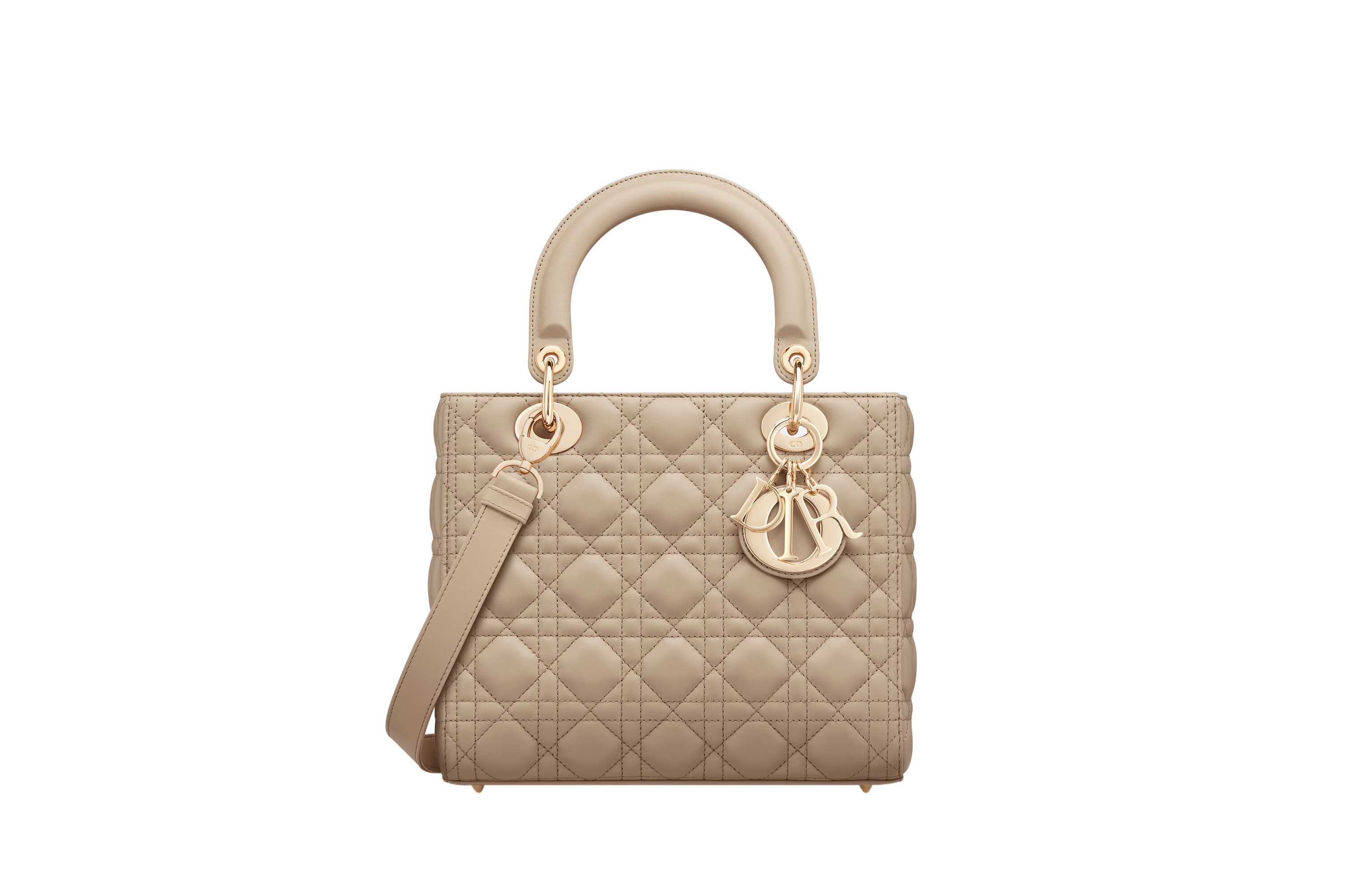 MEDIUM LADY DIOR BAG Sand-Colored Cannage Lambskin