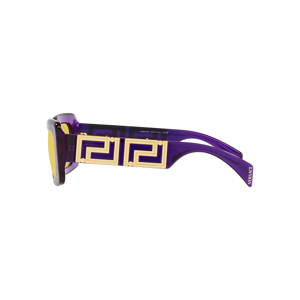 VERSACE VE4444U Transparent Violet - Women Luxury Sunglasses, Yellow Mirror Internal Silver Lens