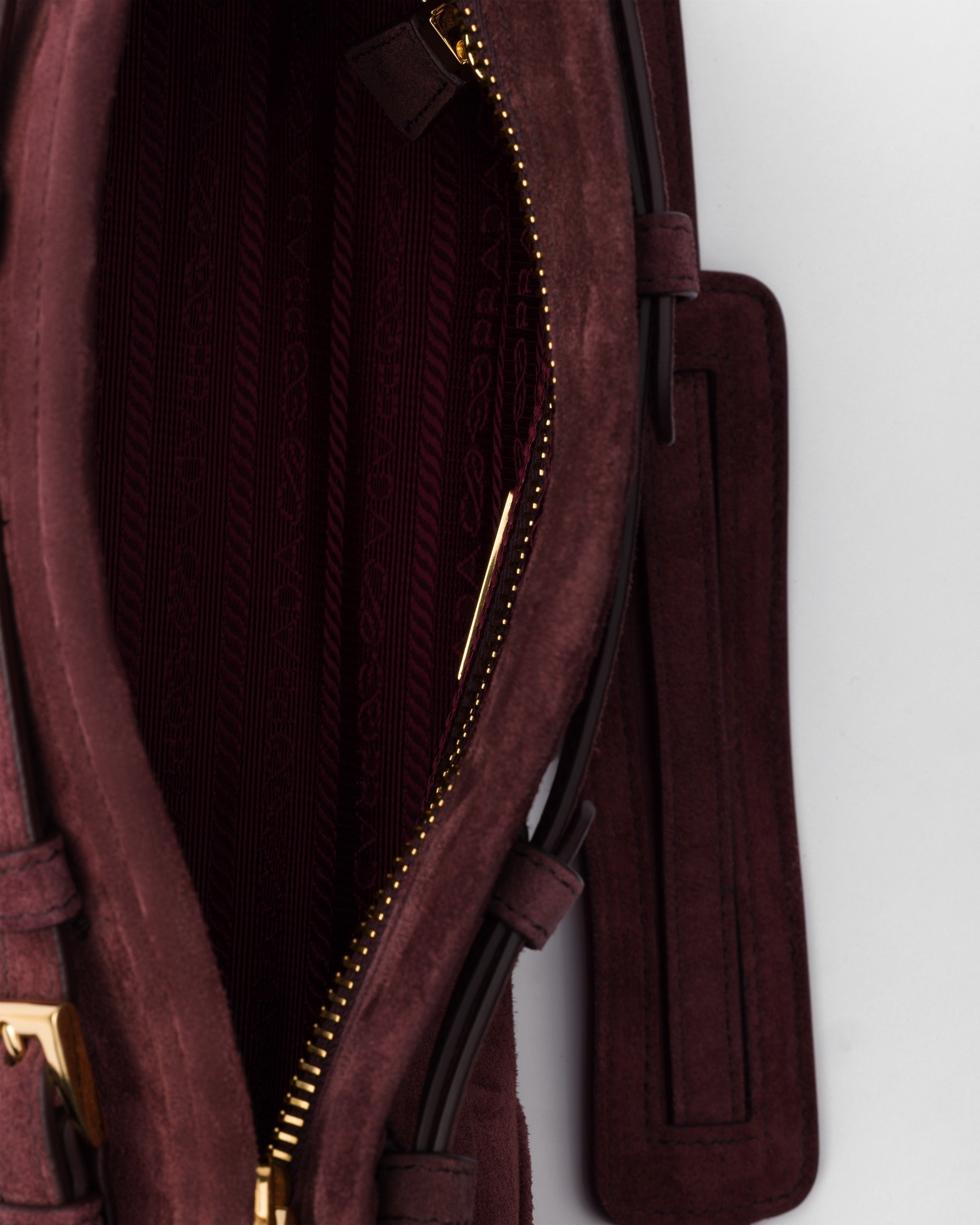 Small Prada Bonnie suede shoulder bag Burgundy