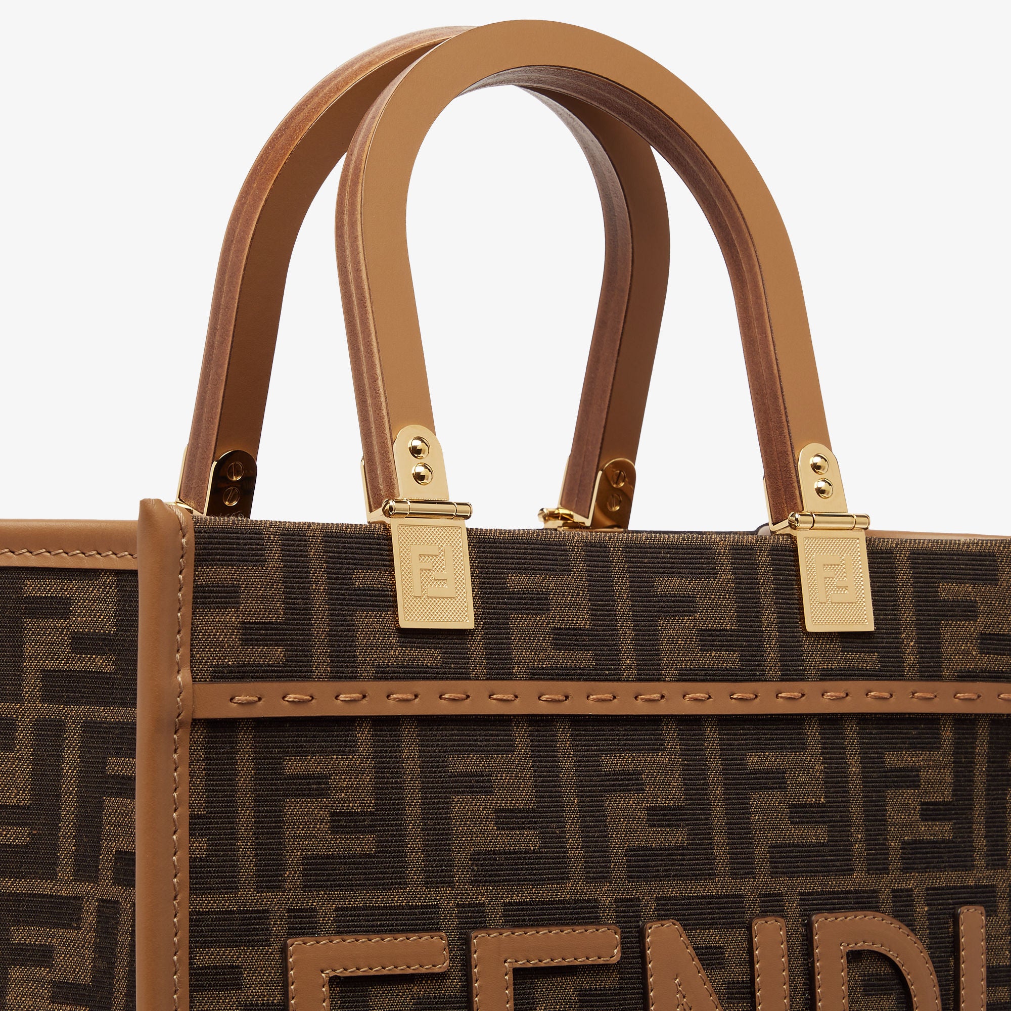 Fendi Sunshine Small Brown FF jacquard fabric bag