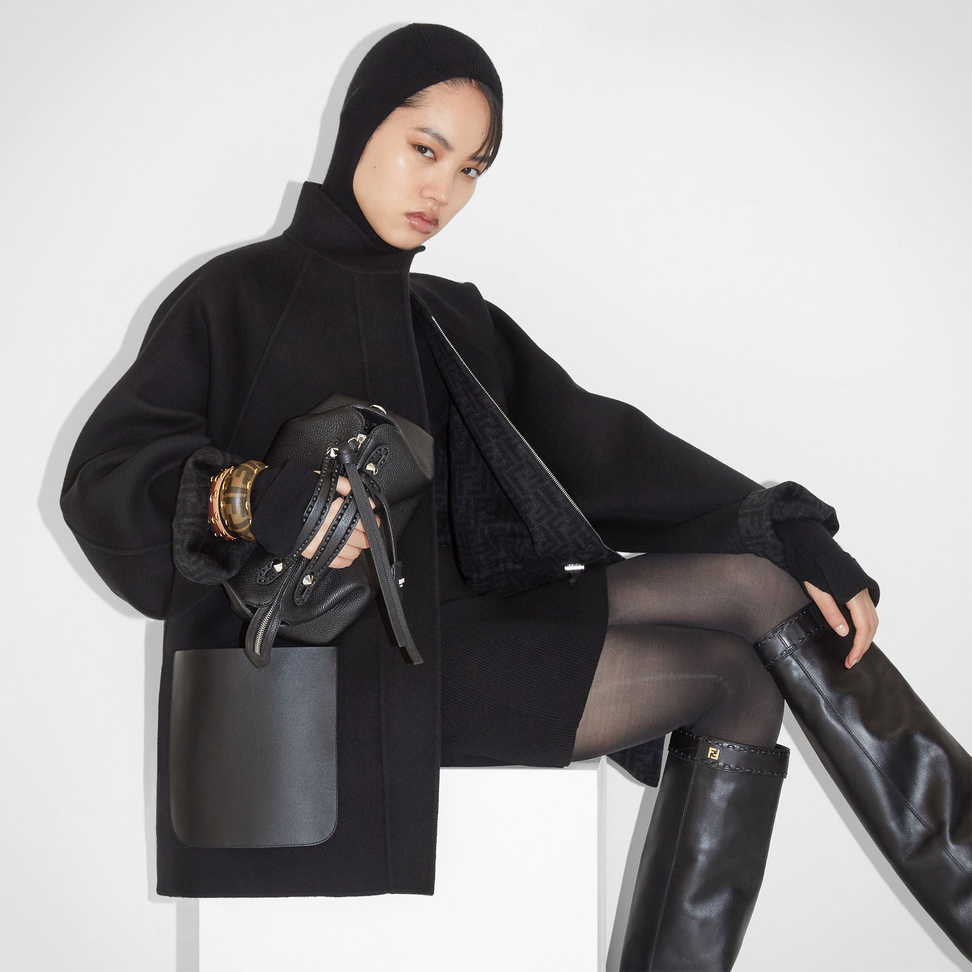 By The Way Selleria Medium Black Selleria bag with 192 hand-sewn topstitches