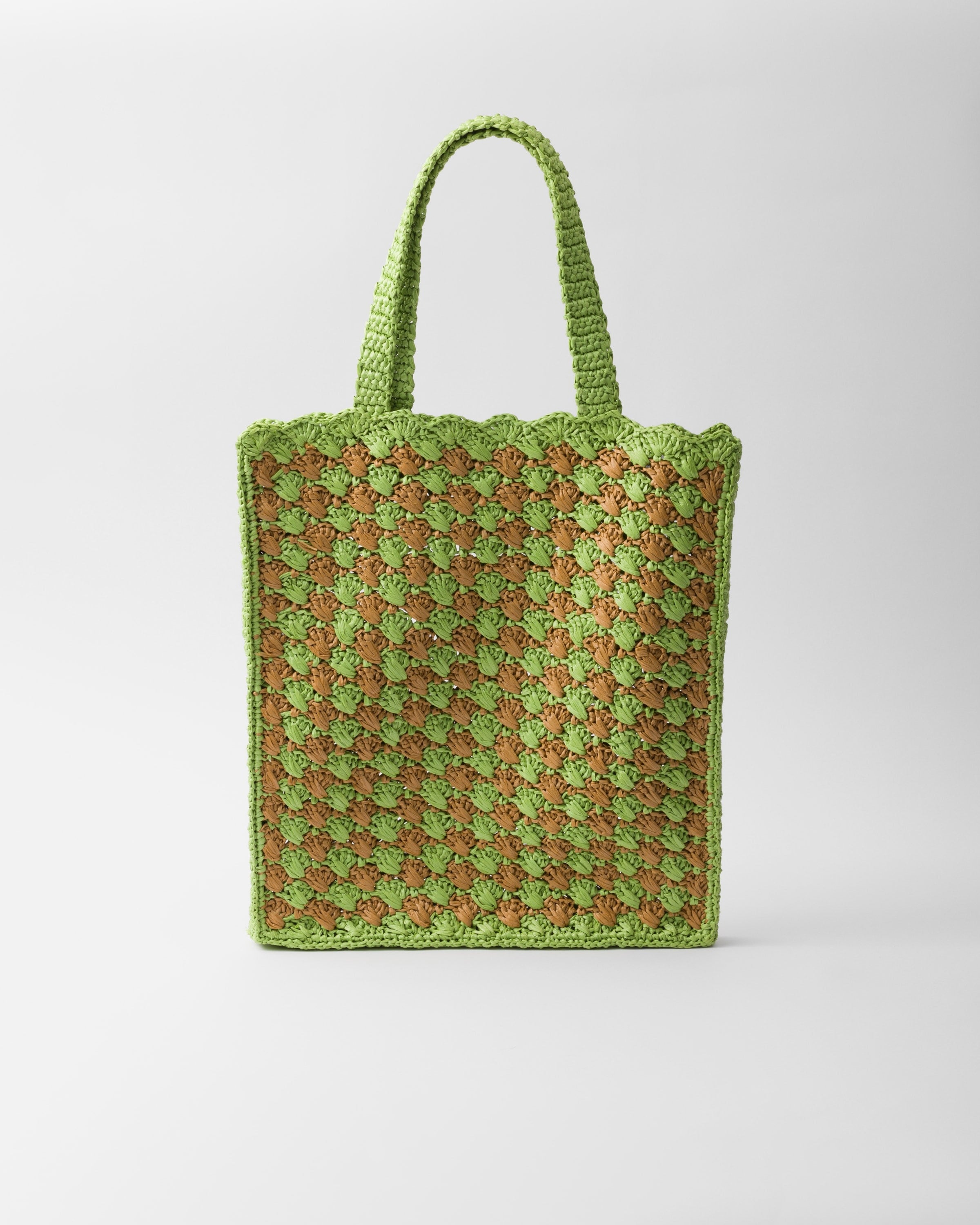 Crochet tote bag Lawn Green/Caramel