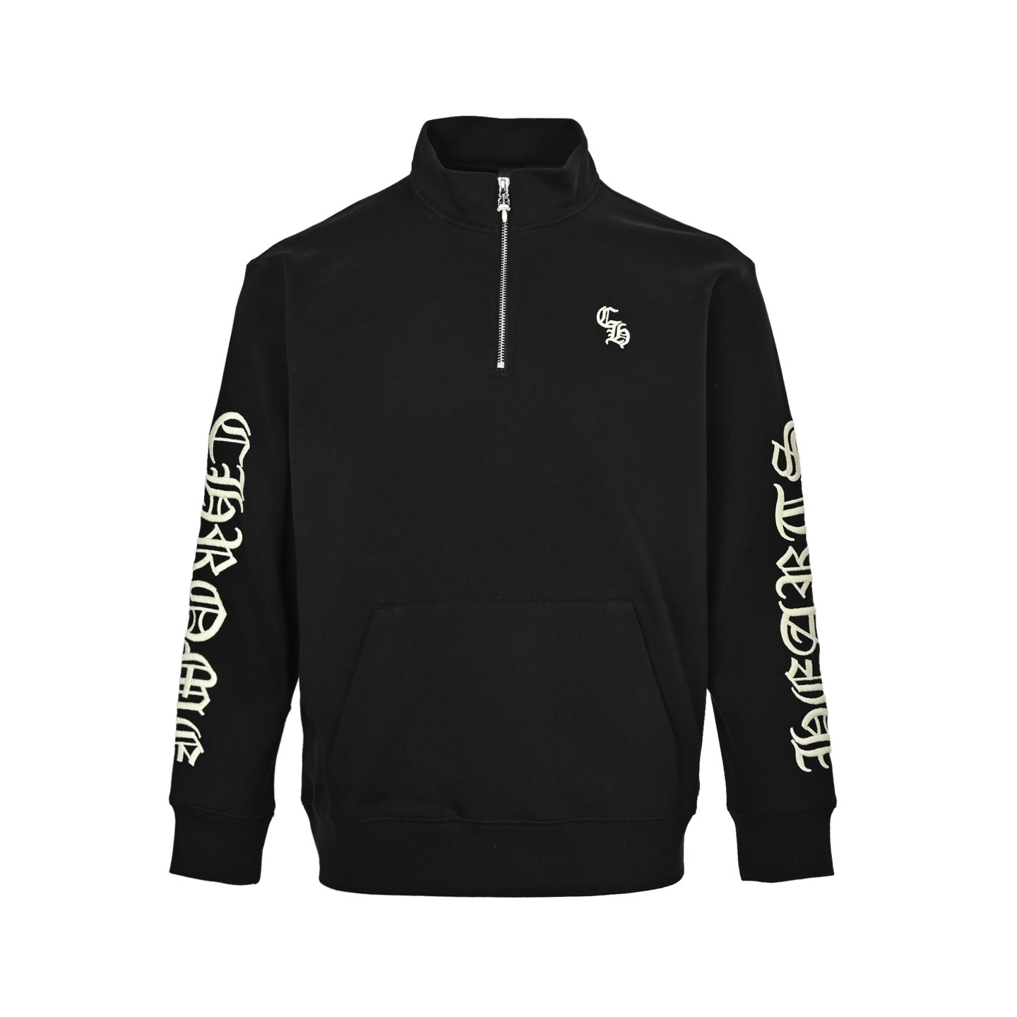 Sanskrit-Style Embroidered Half-Zip Sweatshirt