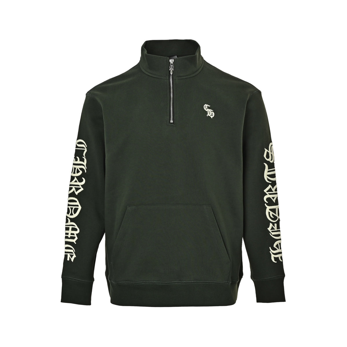 Sanskrit-Style Embroidered Half-Zip Sweatshirt