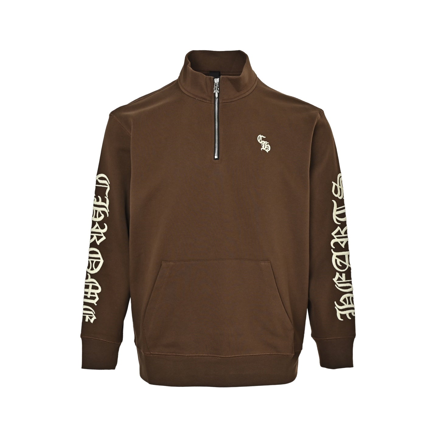Sanskrit-Style Embroidered Half-Zip Sweatshirt