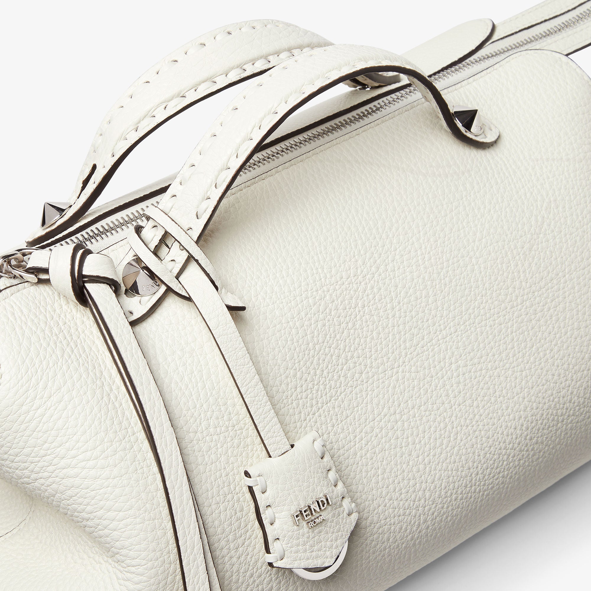 By The Way Selleria Large White Selleria bag with 200 hand-sewn topstitches