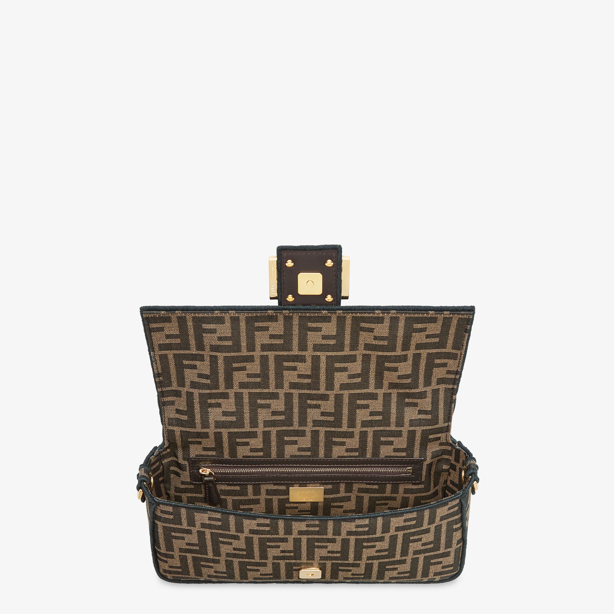 Baguette Brown FF jacquard fabric bag