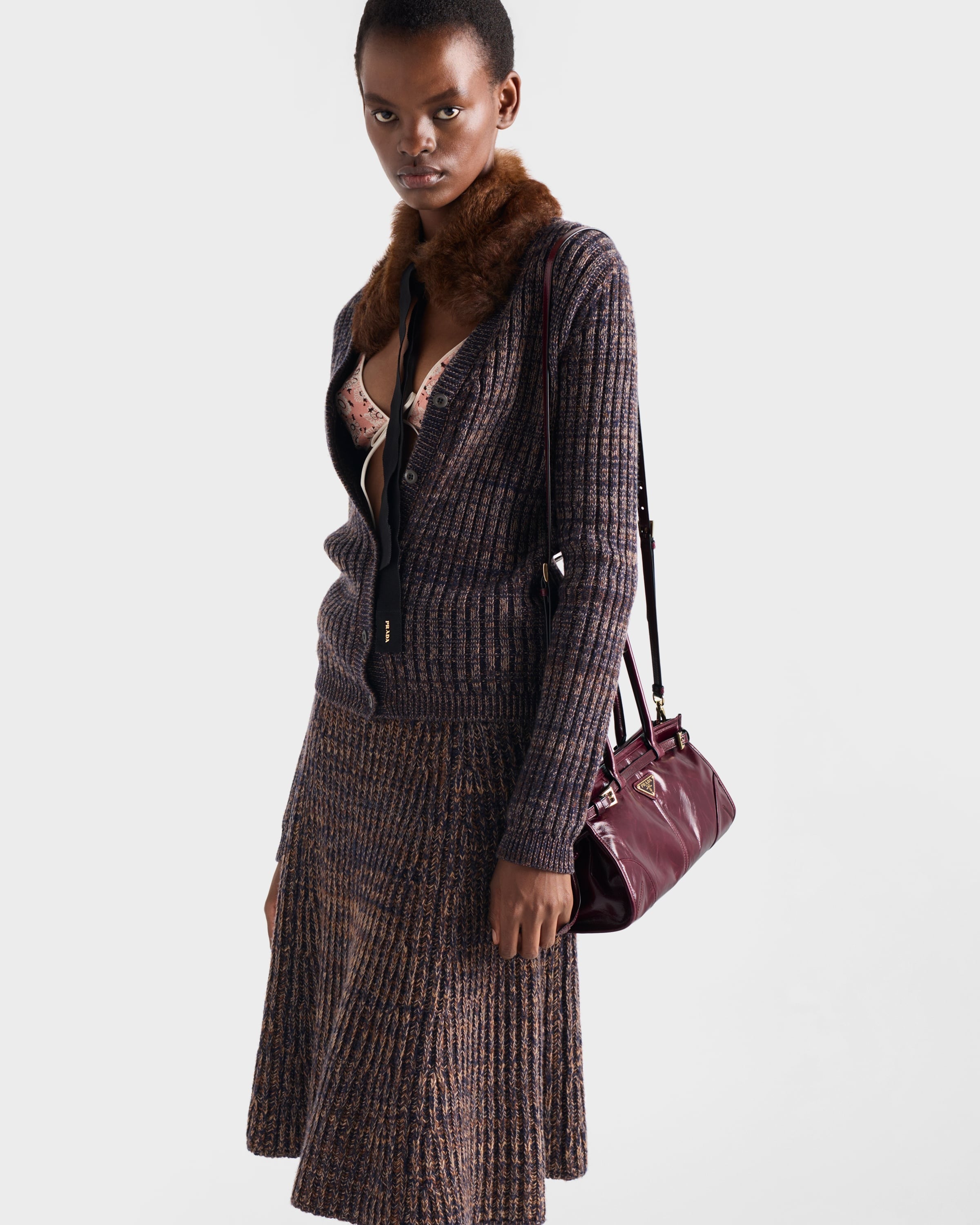 Prada Bonnie medium leather handbag Burgundy