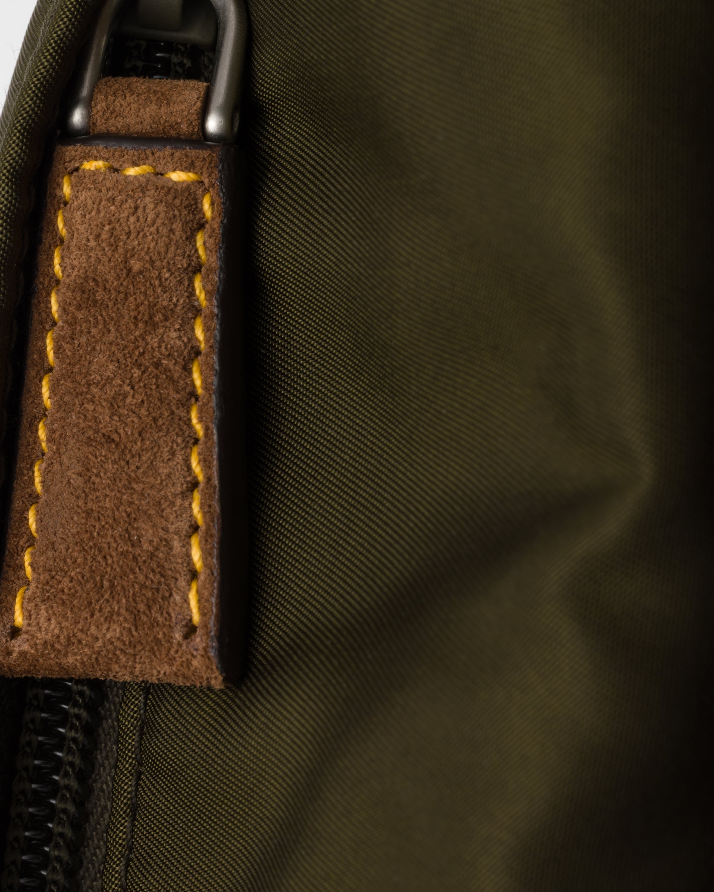 Re-Nylon and suede belt bag Musk Green/Cocoa