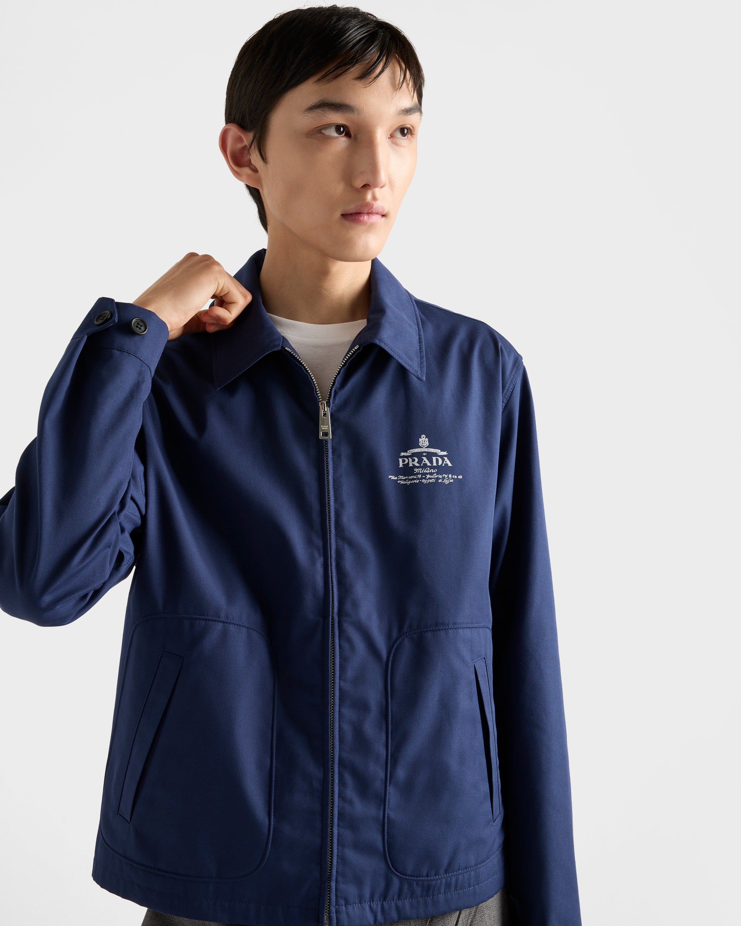 Cotton blend blouson jacket Baltic Blue