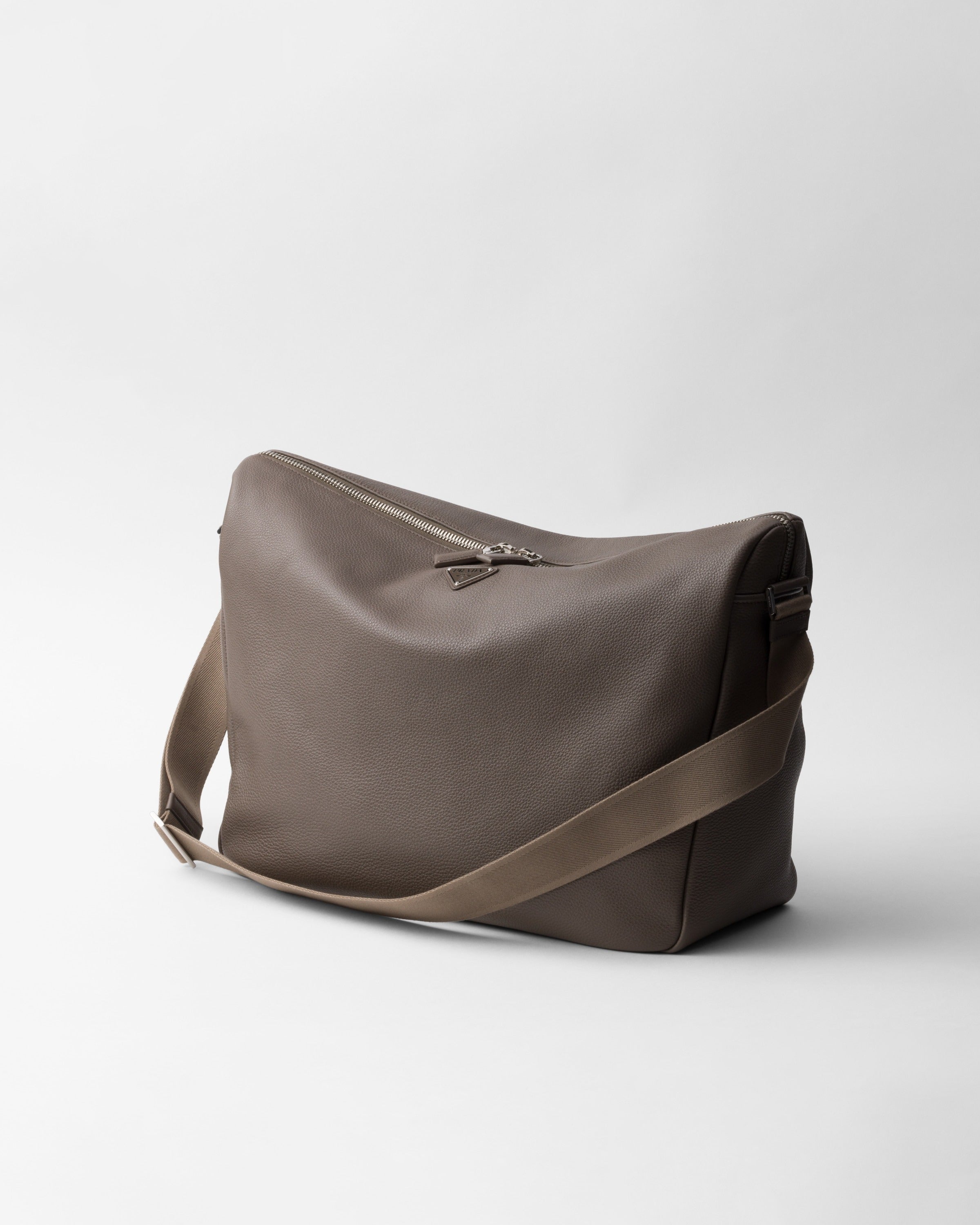 Large leather shoulder bag Bamboo Gray