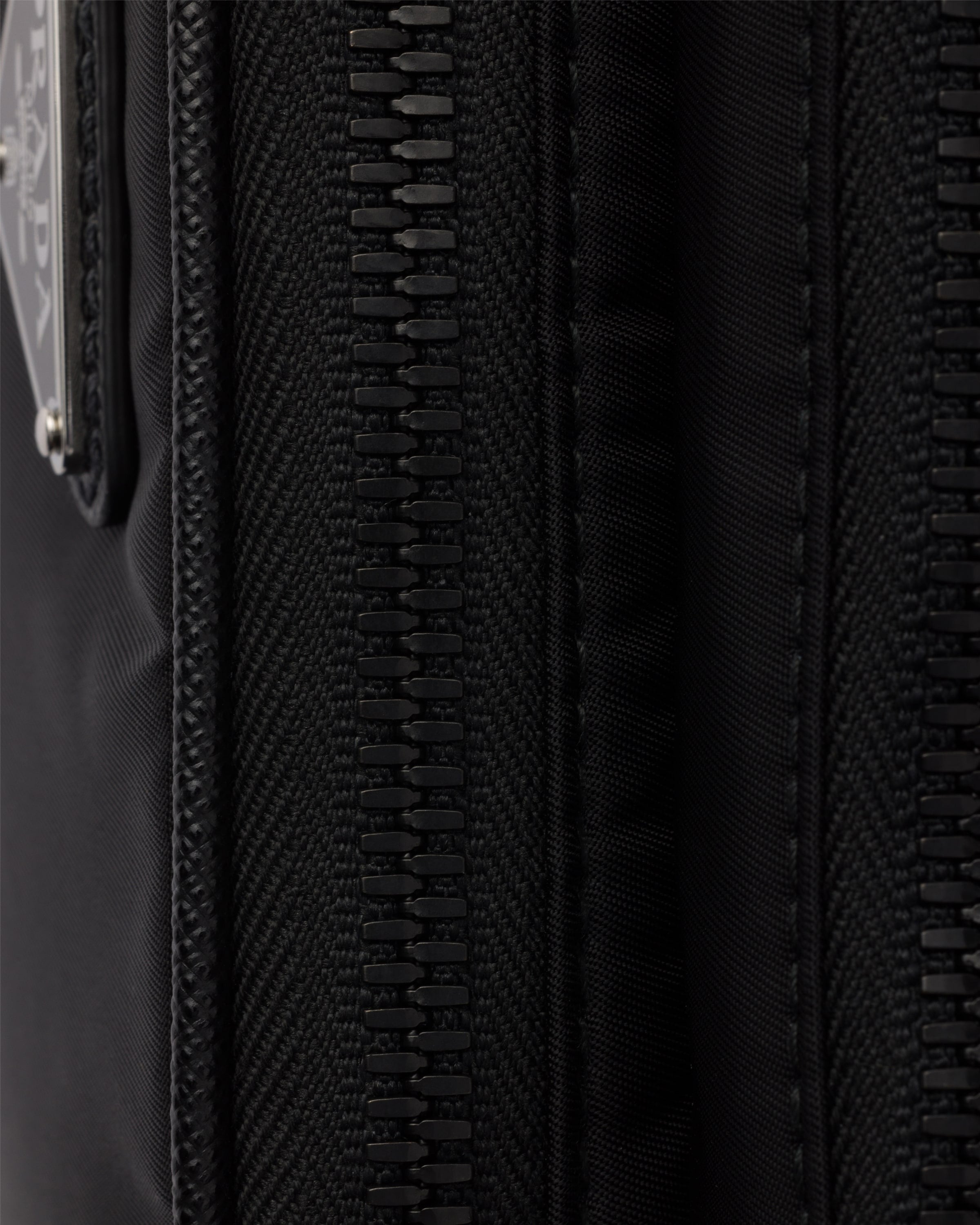 Re-Nylon and Saffiano leather shoulder bag Black
