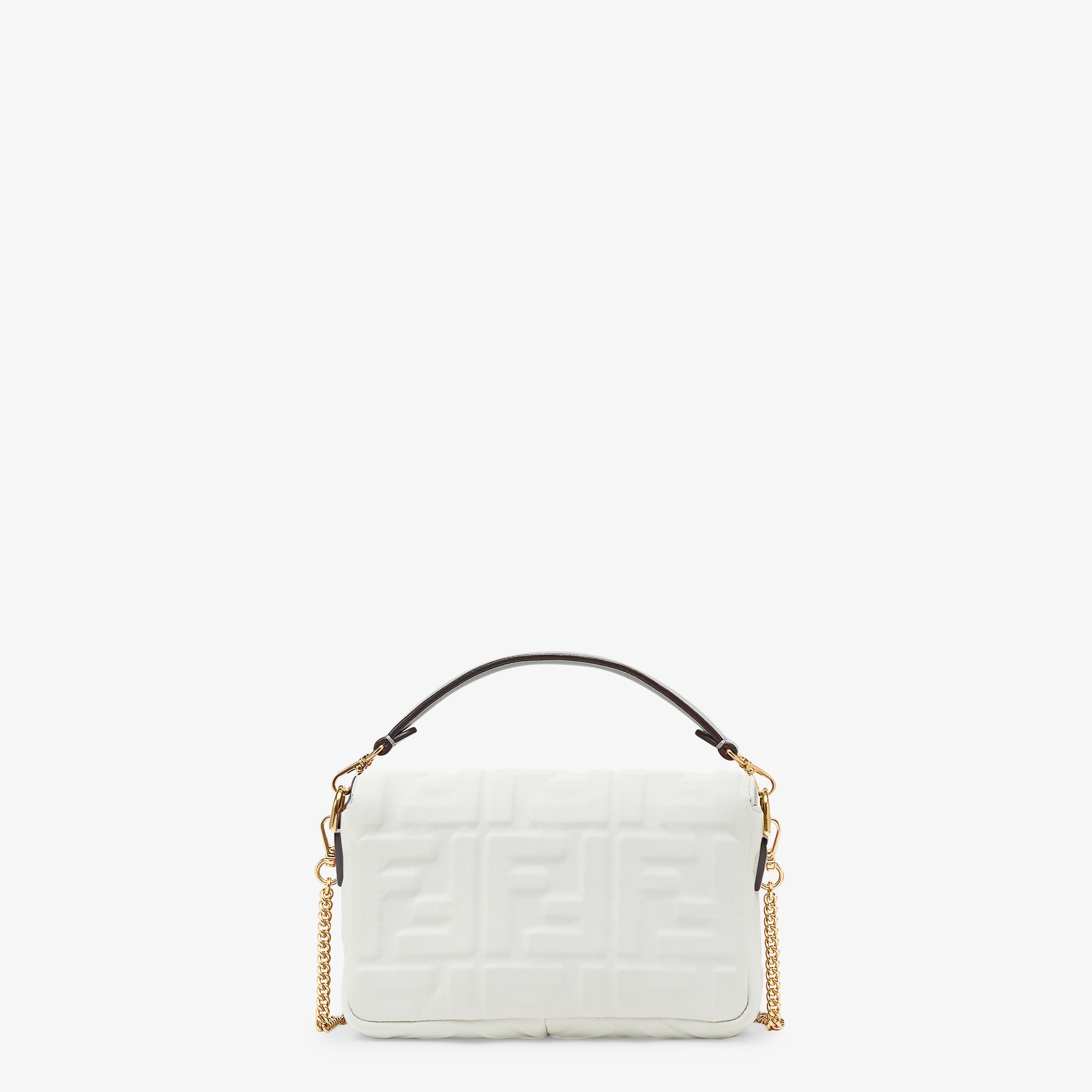 Baguette Mini White nappa leather bag with FF motif