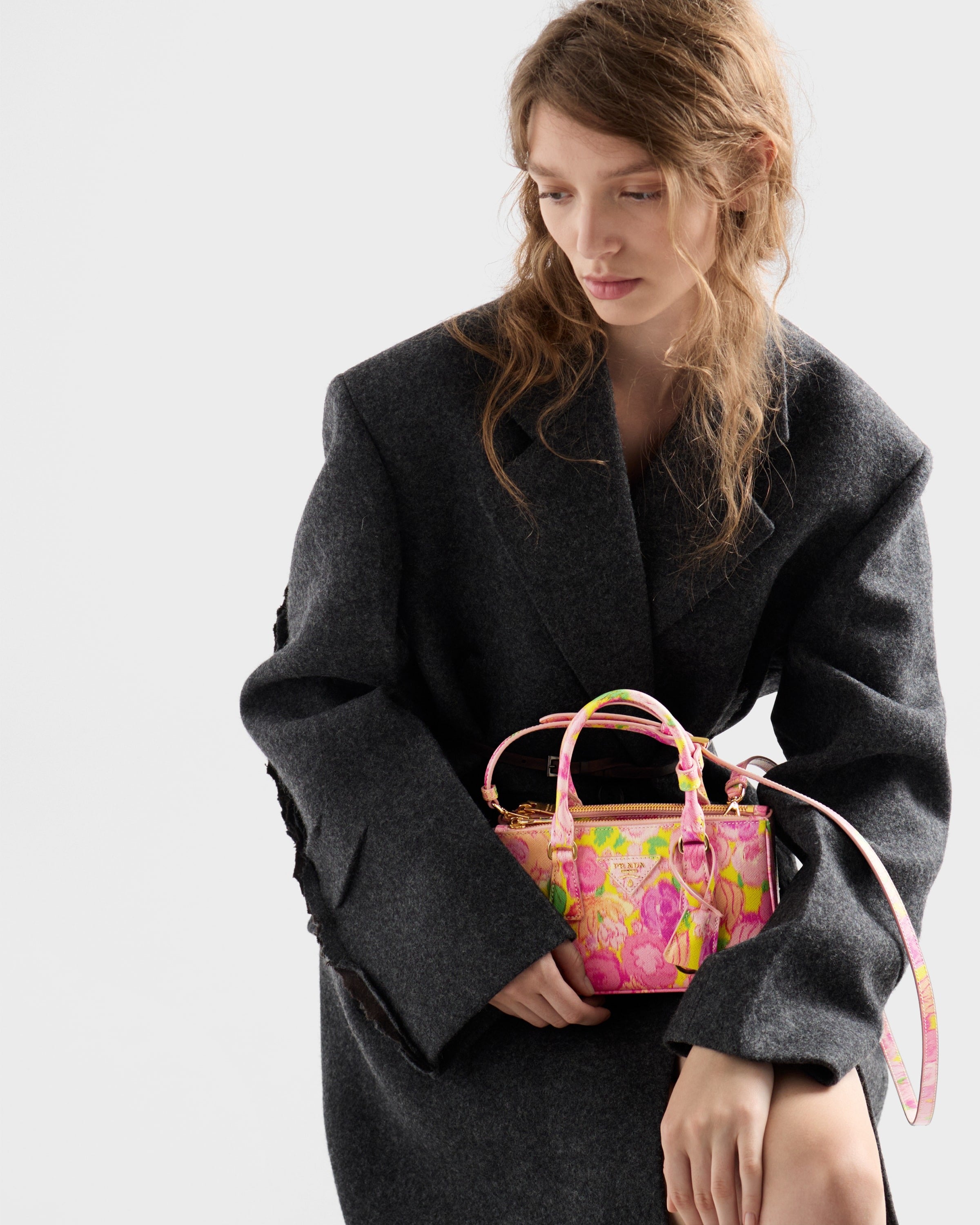 Prada Galleria printed Saffiano leather mini-bag Pink