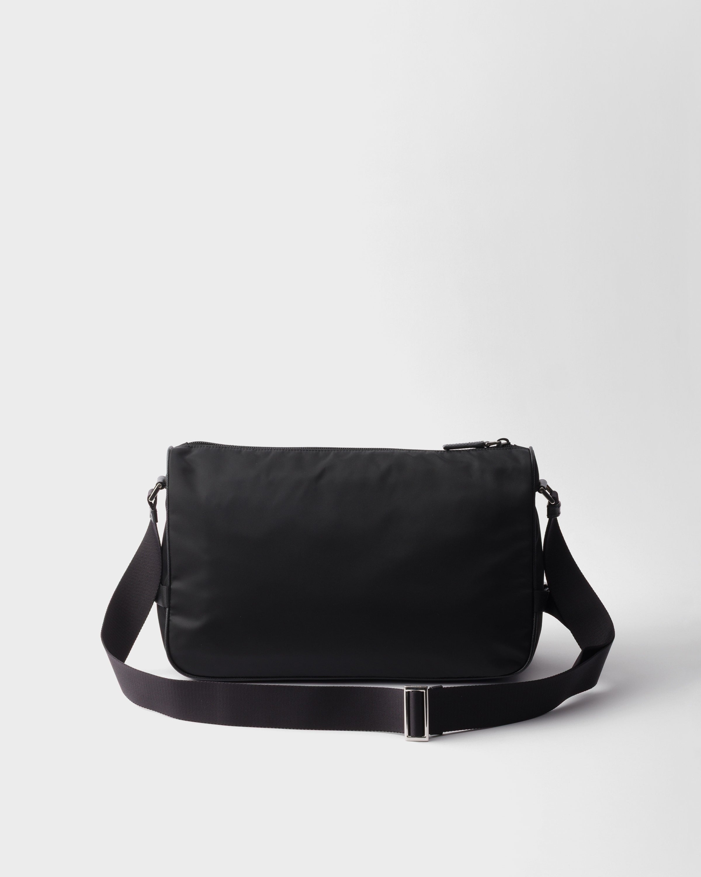 Large Re-Nylon and Saffiano leather shoulder bag Black