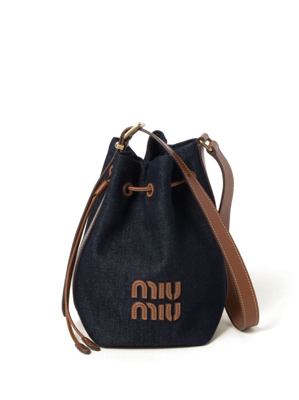 Miu Miu logo-lettering Denim Bucket Bag