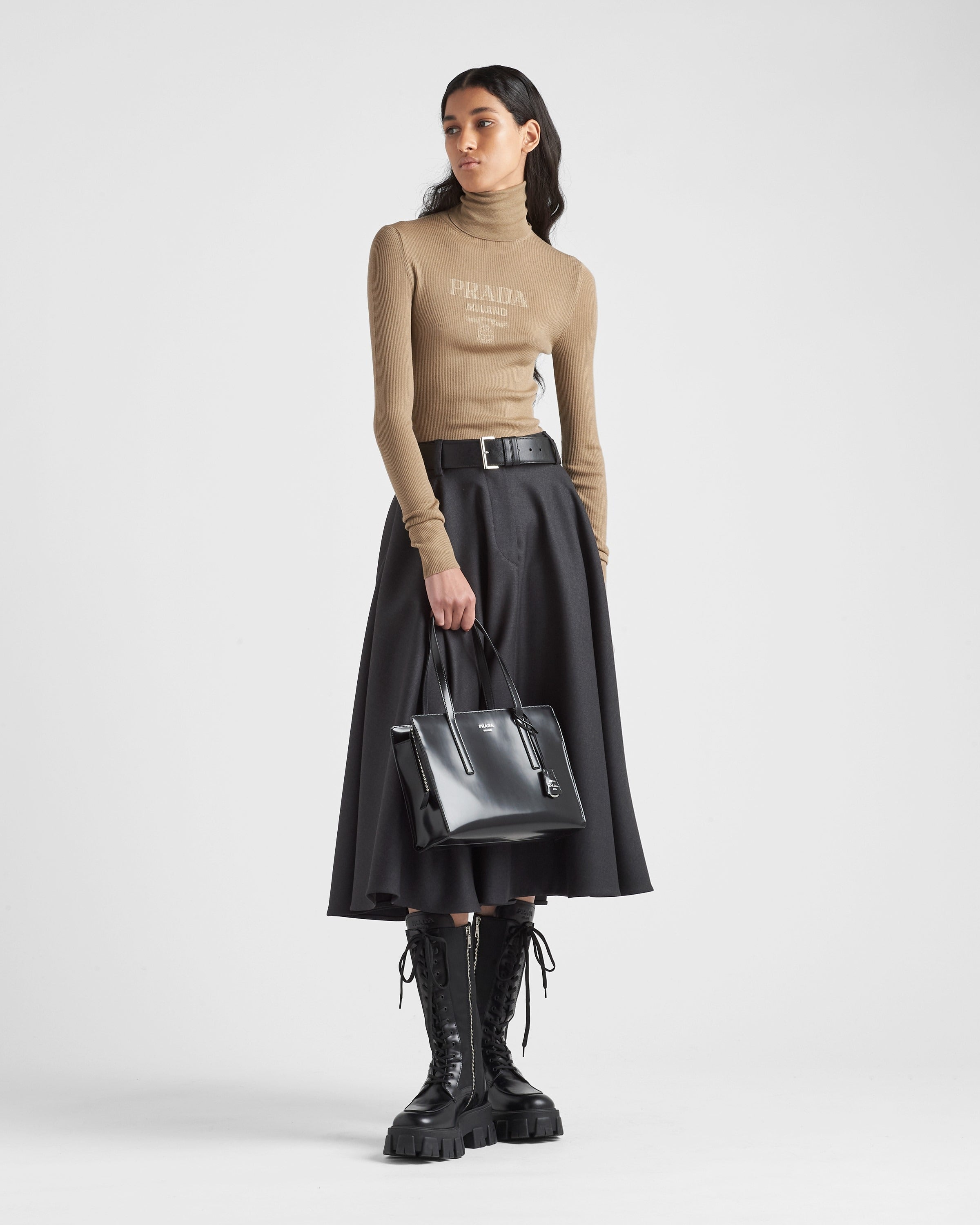 Superfine wool turtleneck sweater Camel Brown
