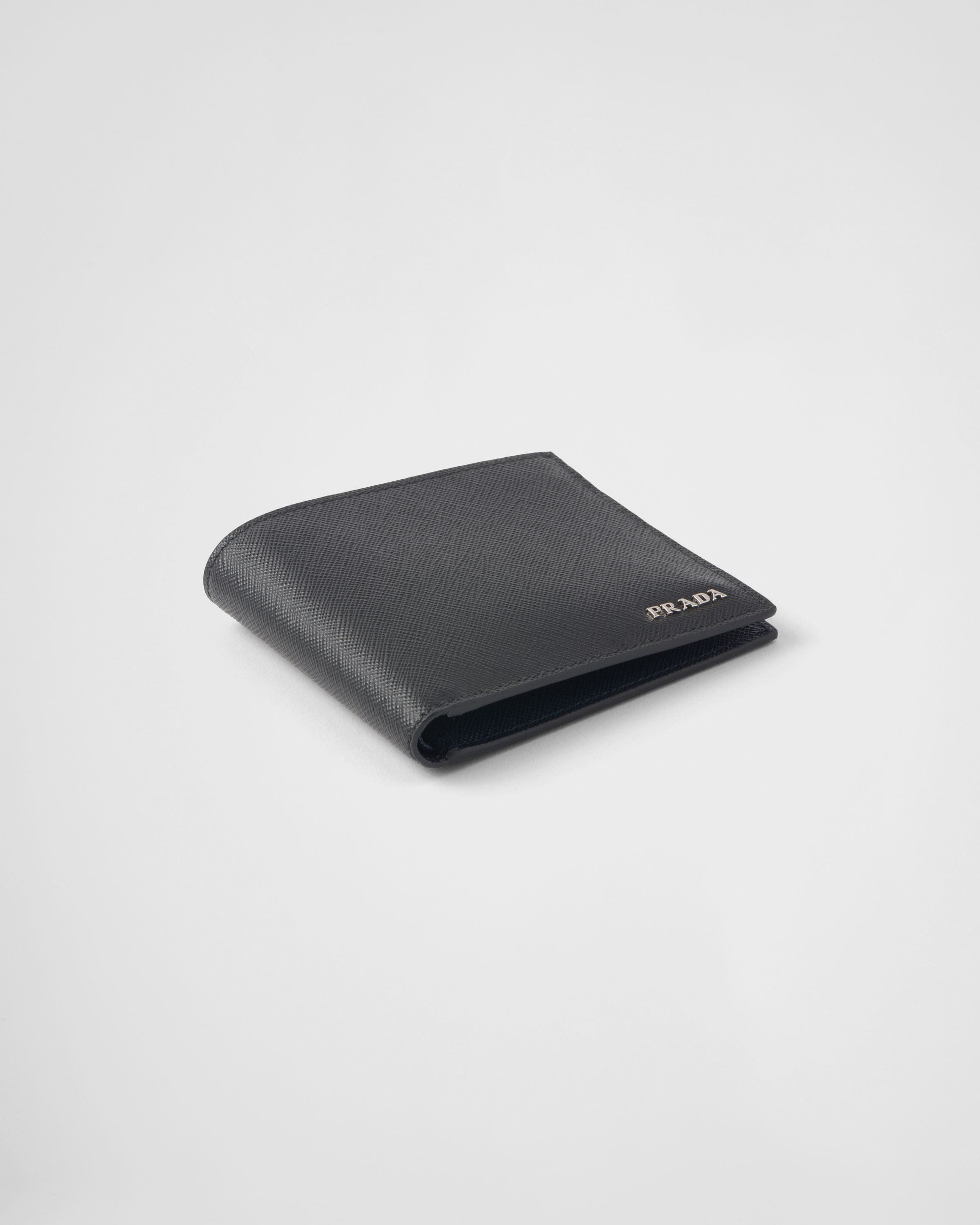 Saffiano Leather Wallet Black/Baltic Blue