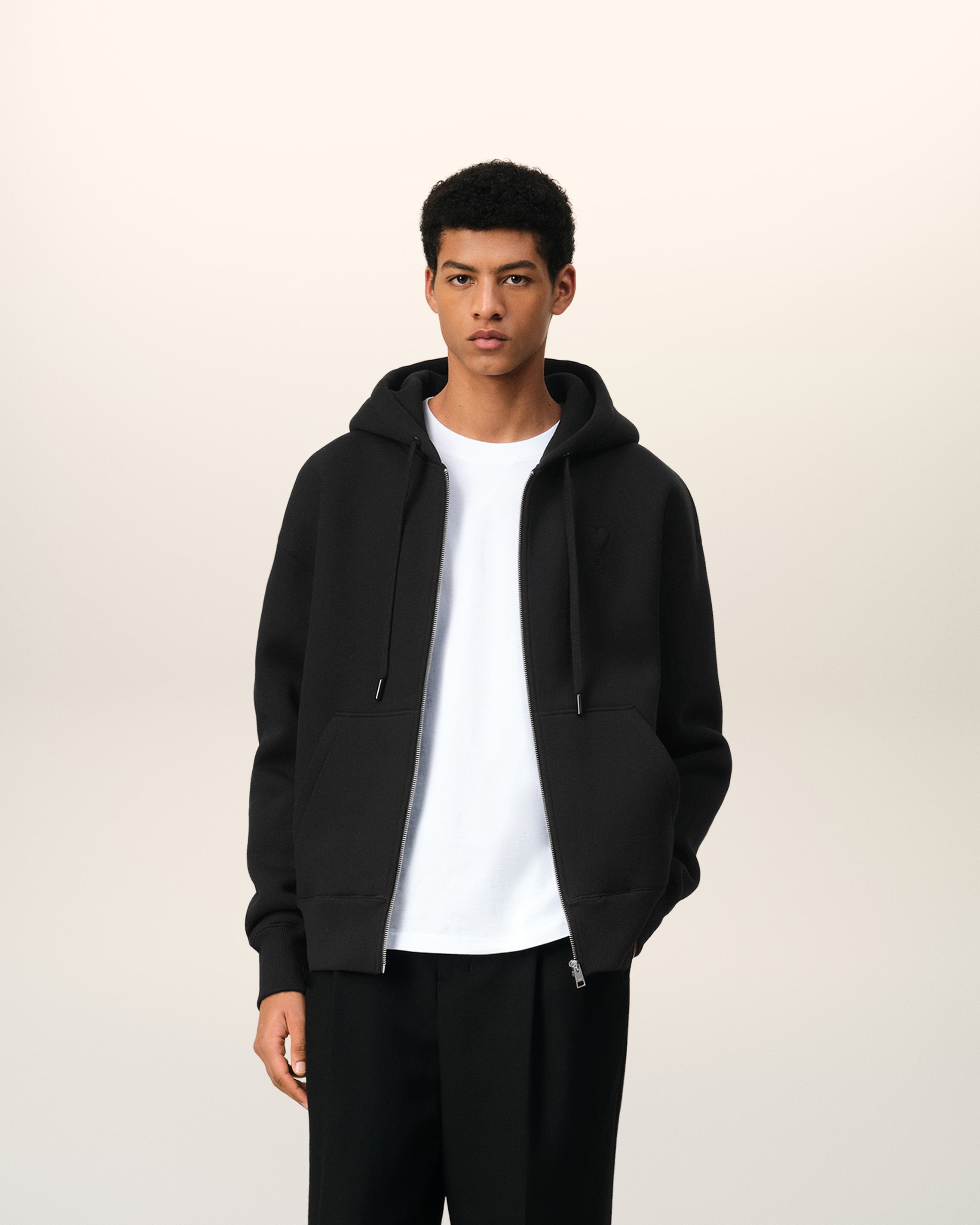 ZIPPED AMI DE COEUR HOODIE BLACK