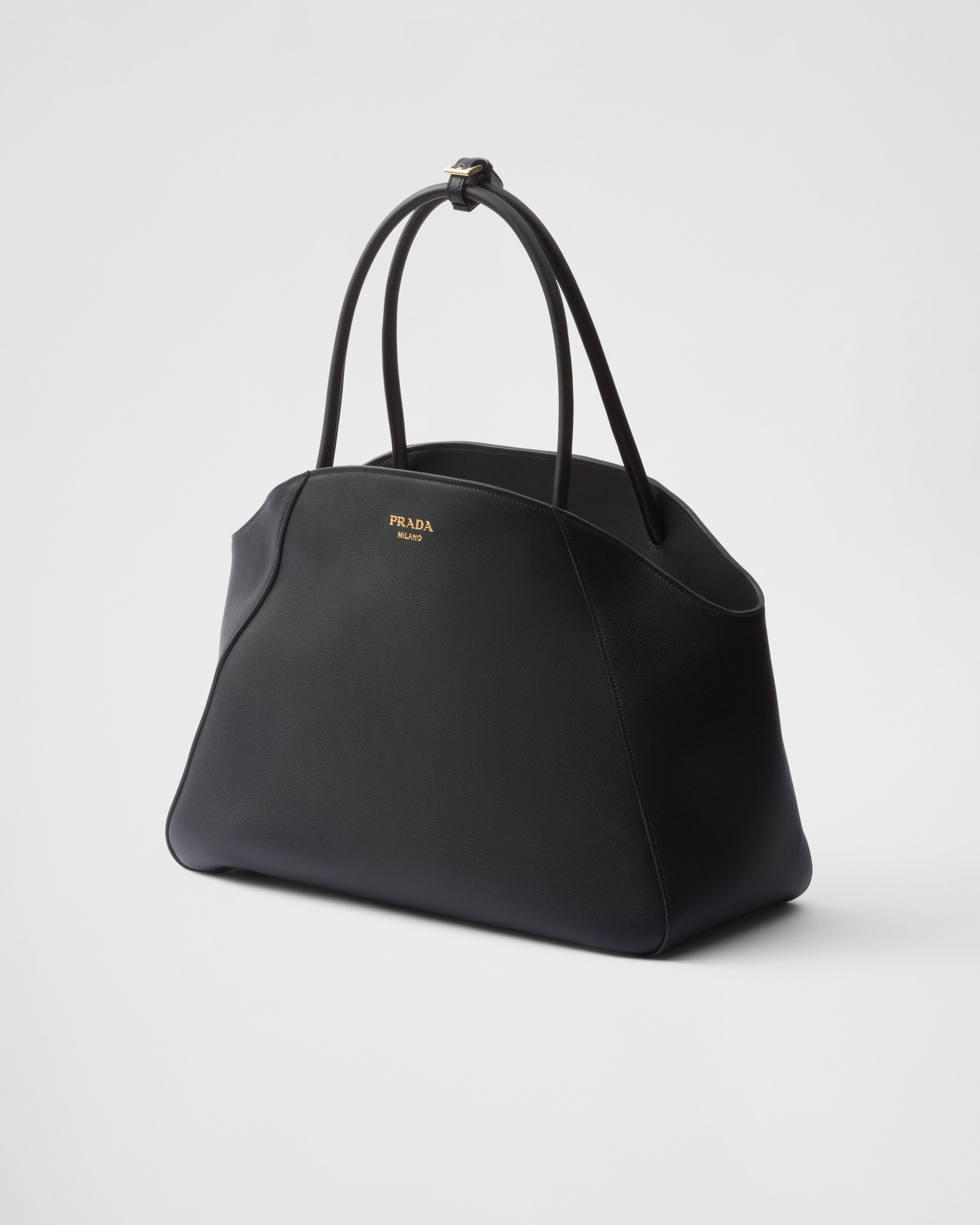 Large leather tote bag Black