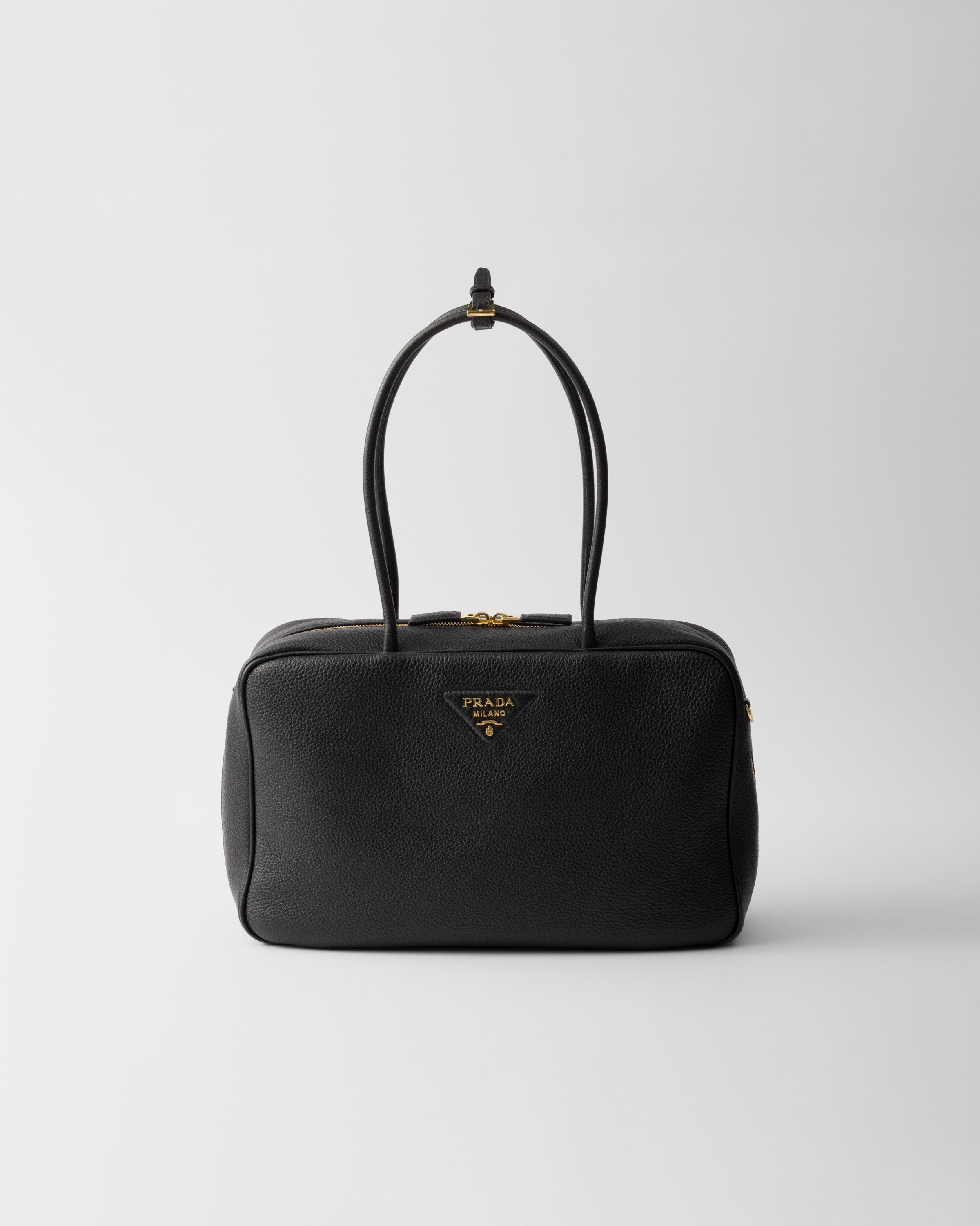 Large leather top-handle bag Black