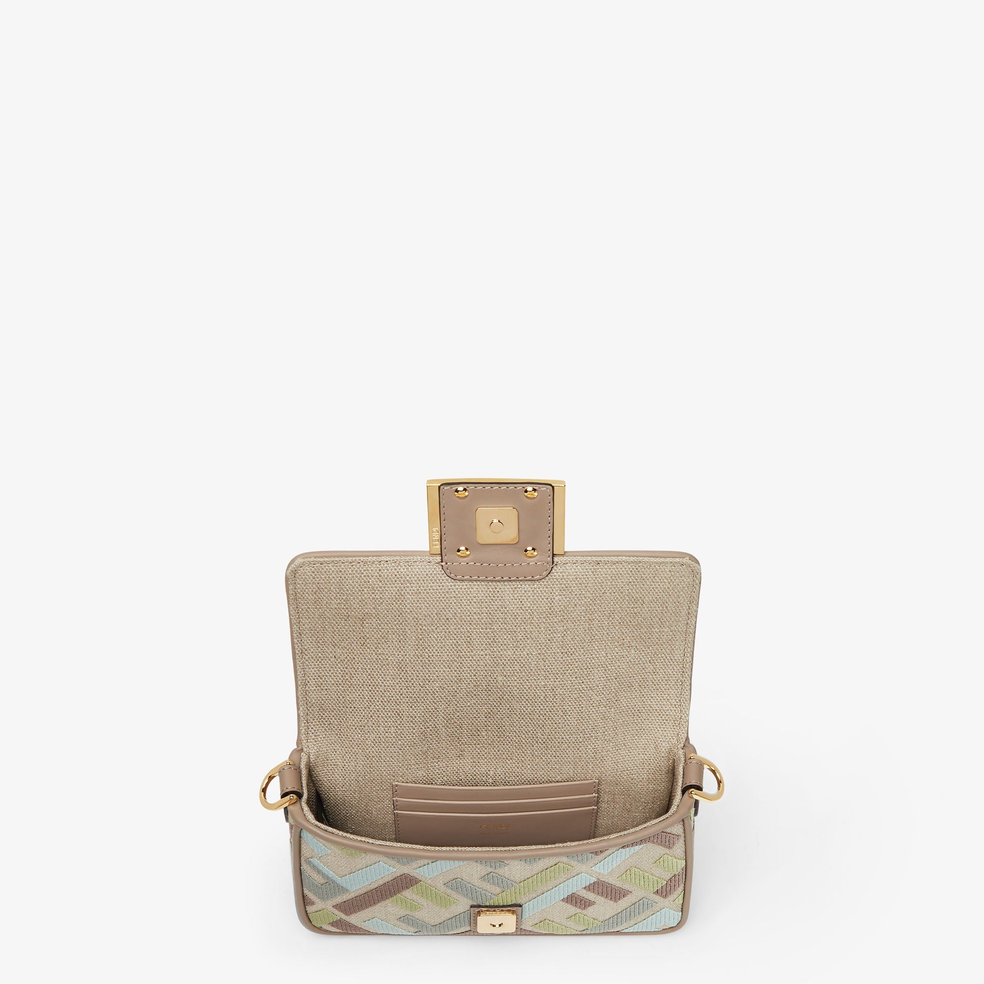 Baguette Mini Canvas bag with multicolor FF embroidery