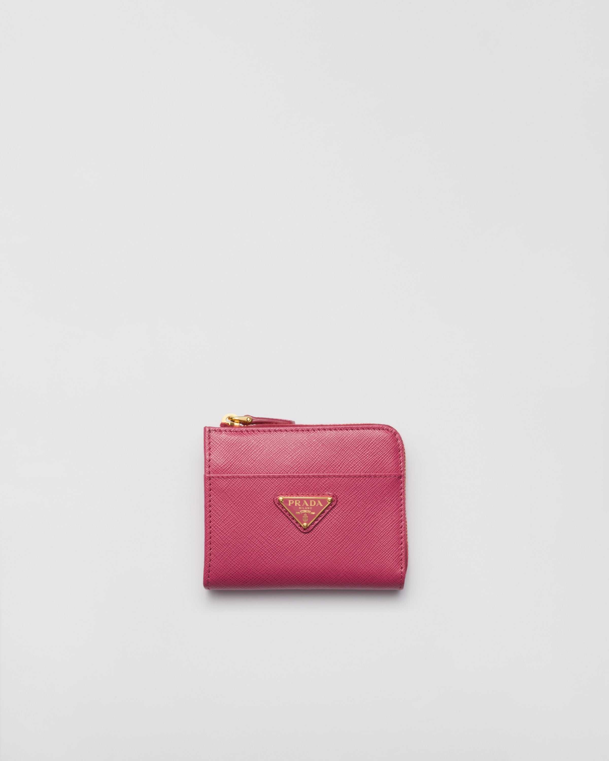 Small Saffiano leather zipper wallet Bruyere Pink