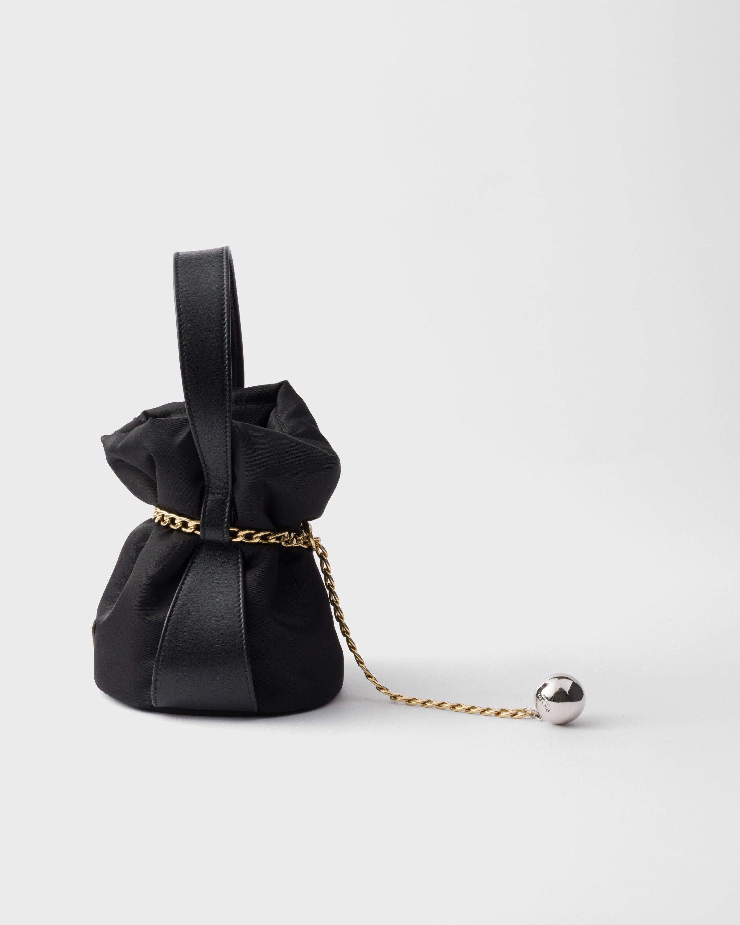 Petit Sac Noir Re-Nylon and nappa leather mini bucket bag Black