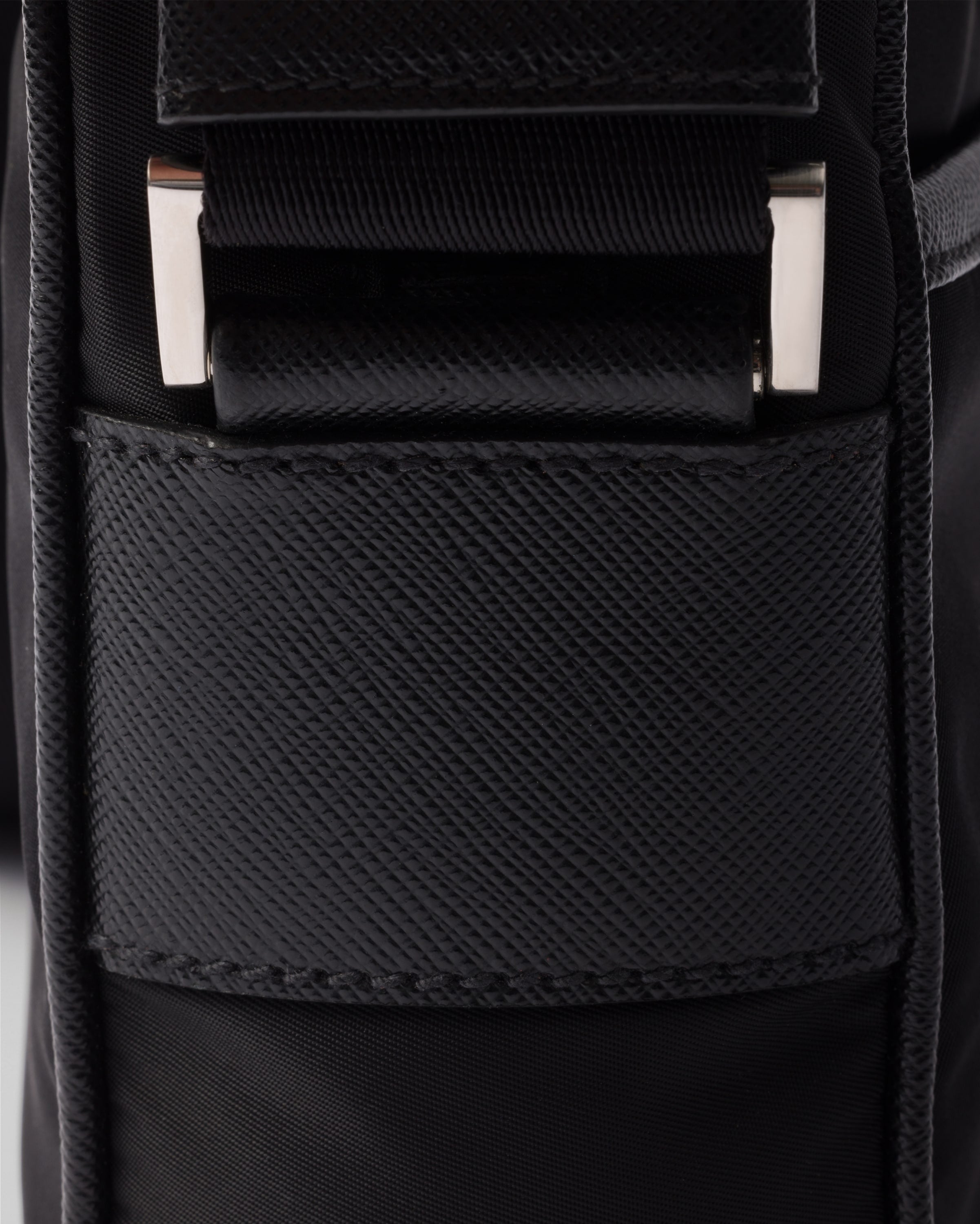 Re-Nylon and Saffiano shoulder bag Black
