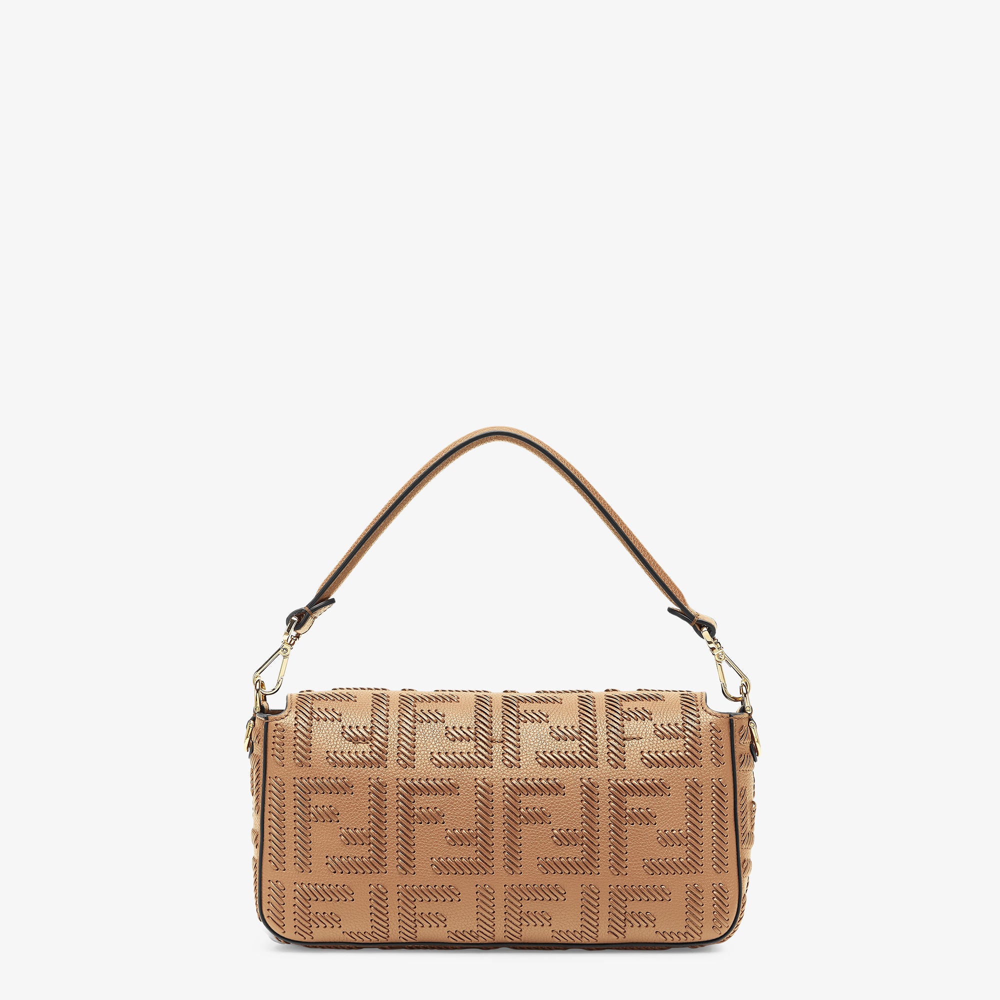 Baguette Cappuccino-colored leather bag with FF interlacing