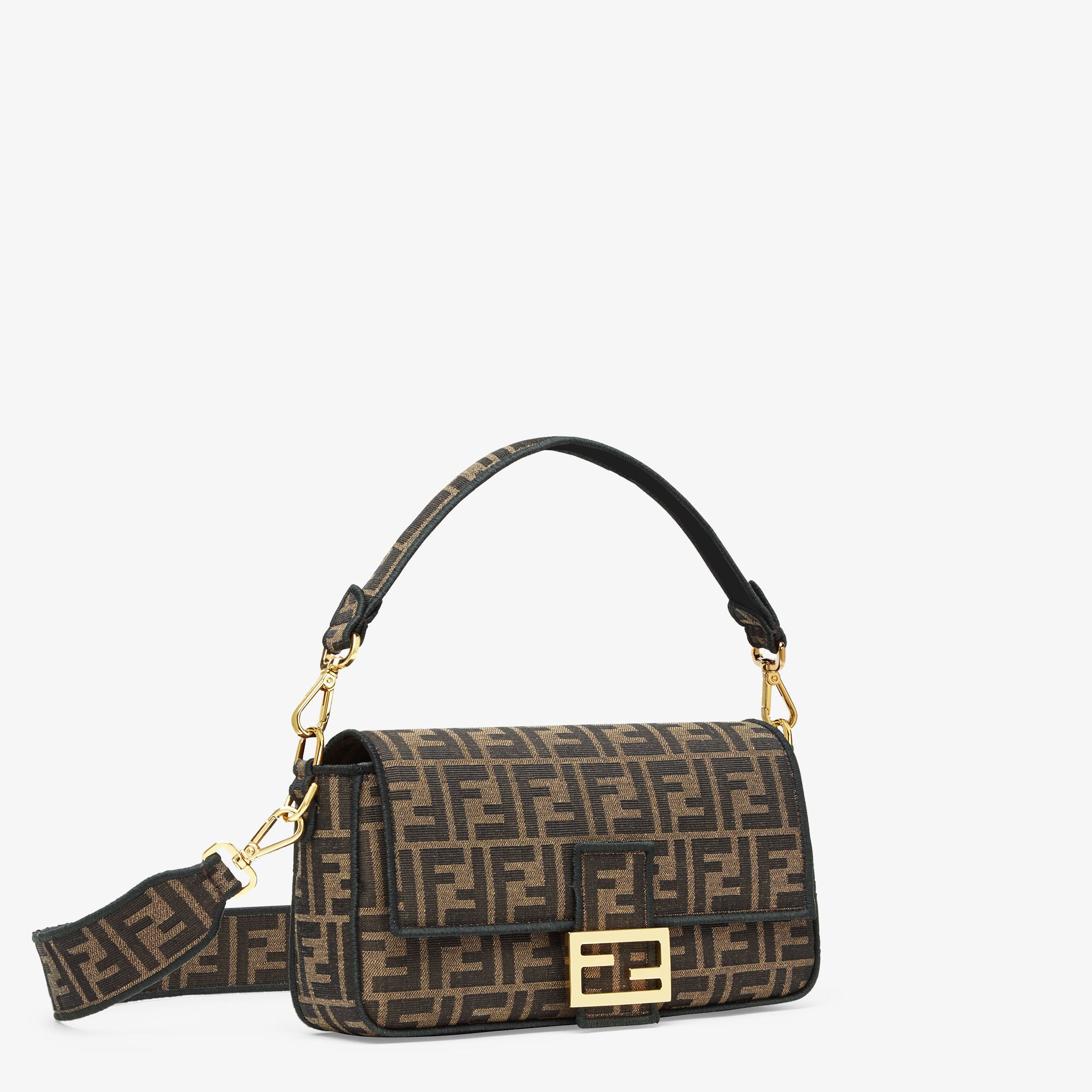 Baguette Brown FF jacquard fabric bag