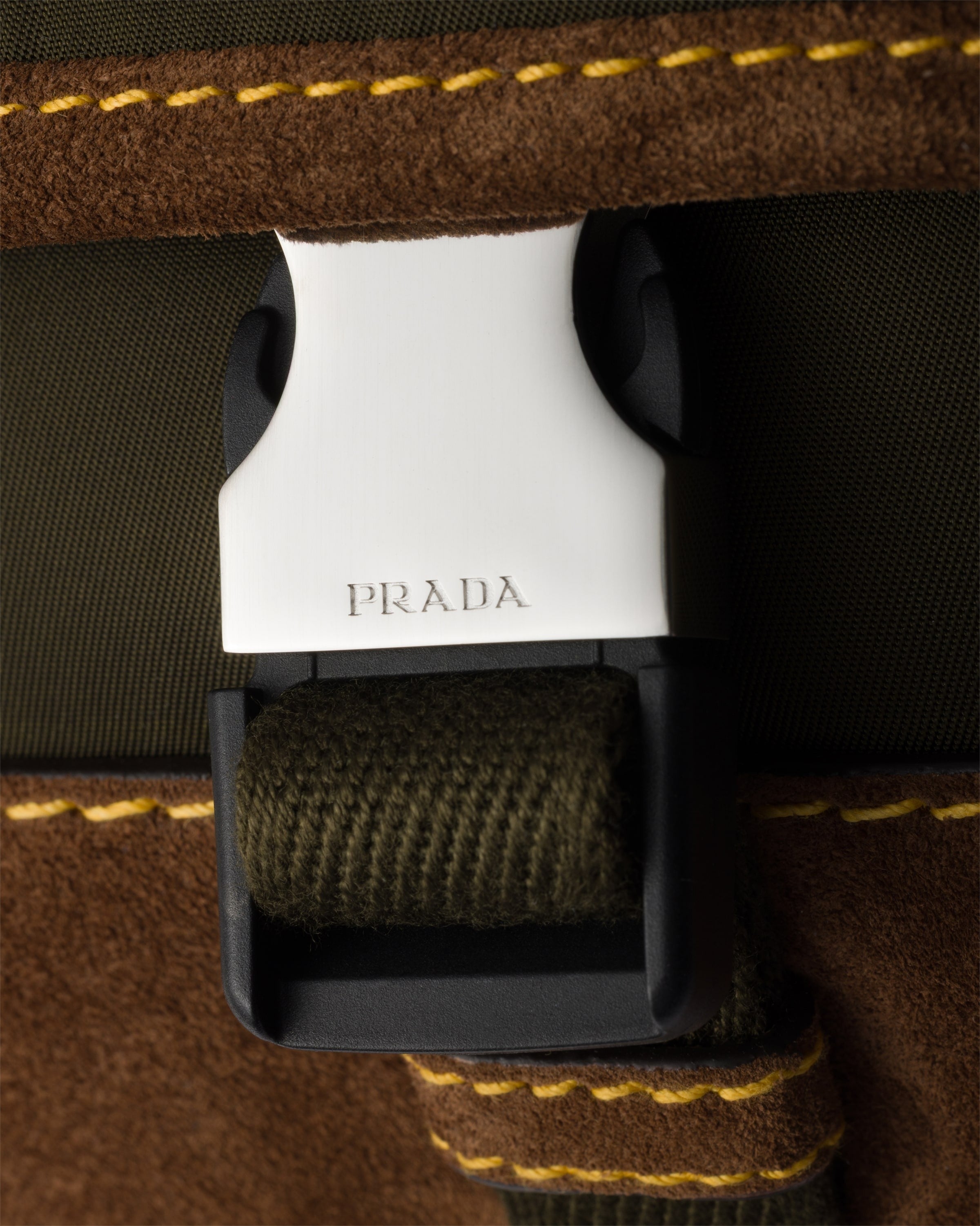 Re-Nylon and suede belt bag Musk Green/Cocoa