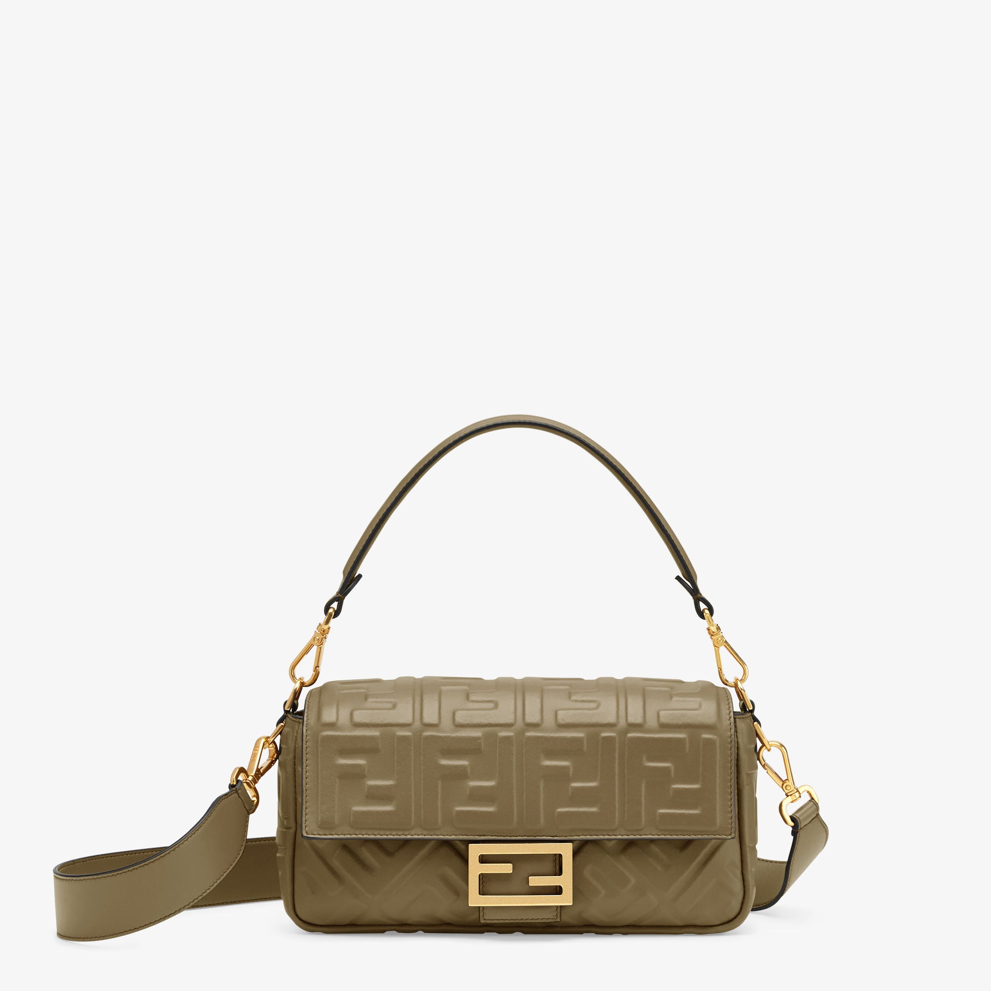 Baguette Green nappa leather bag
