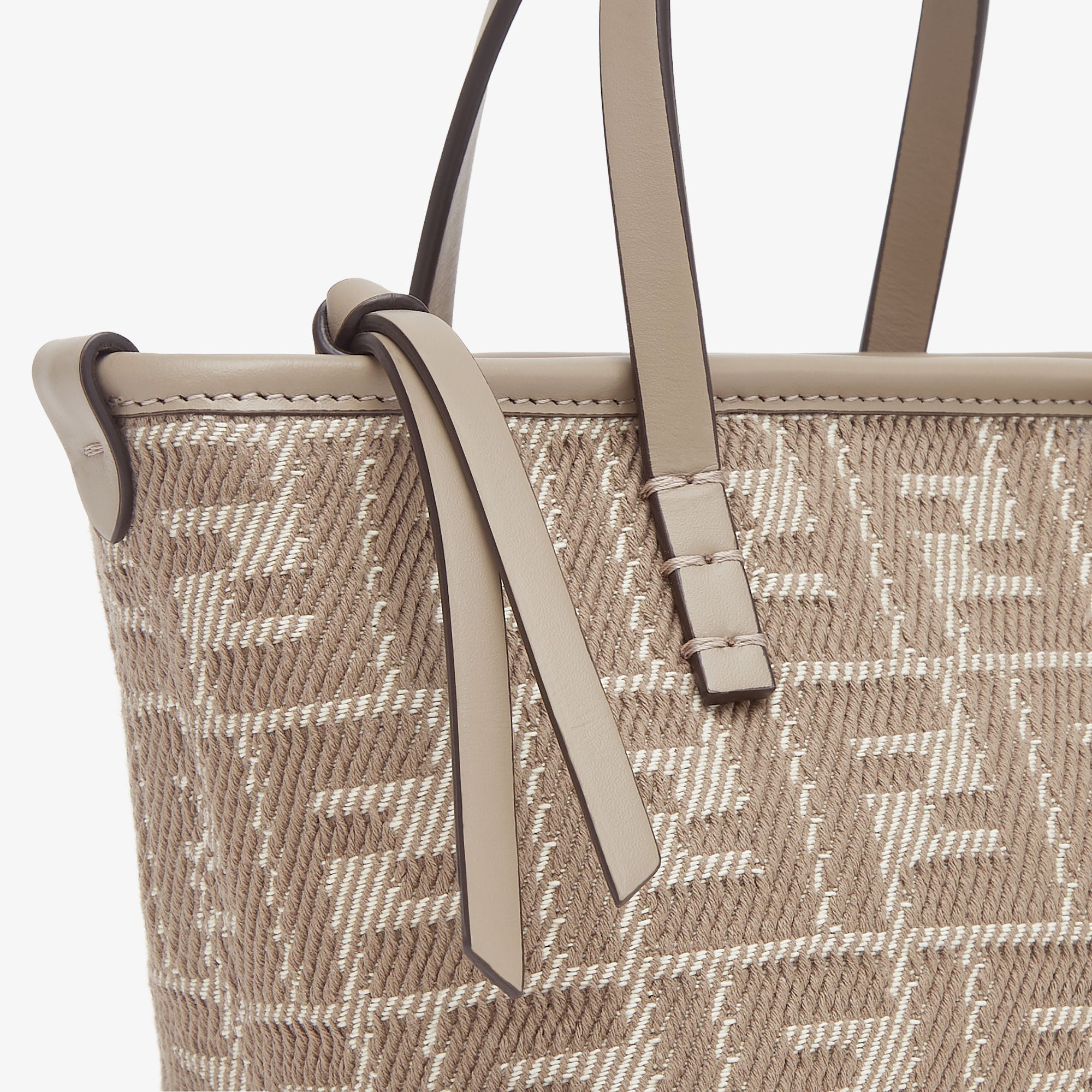 Roll Mini Dove gray denim-effect FF jacquard mini-bag